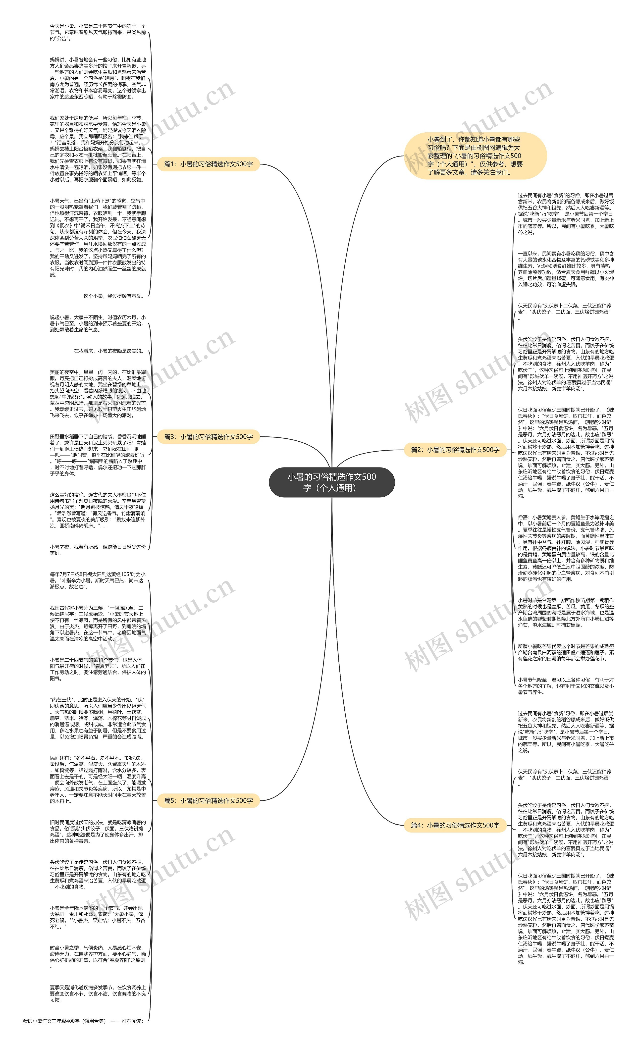小暑的习俗精选作文500字（个人通用）思维导图
