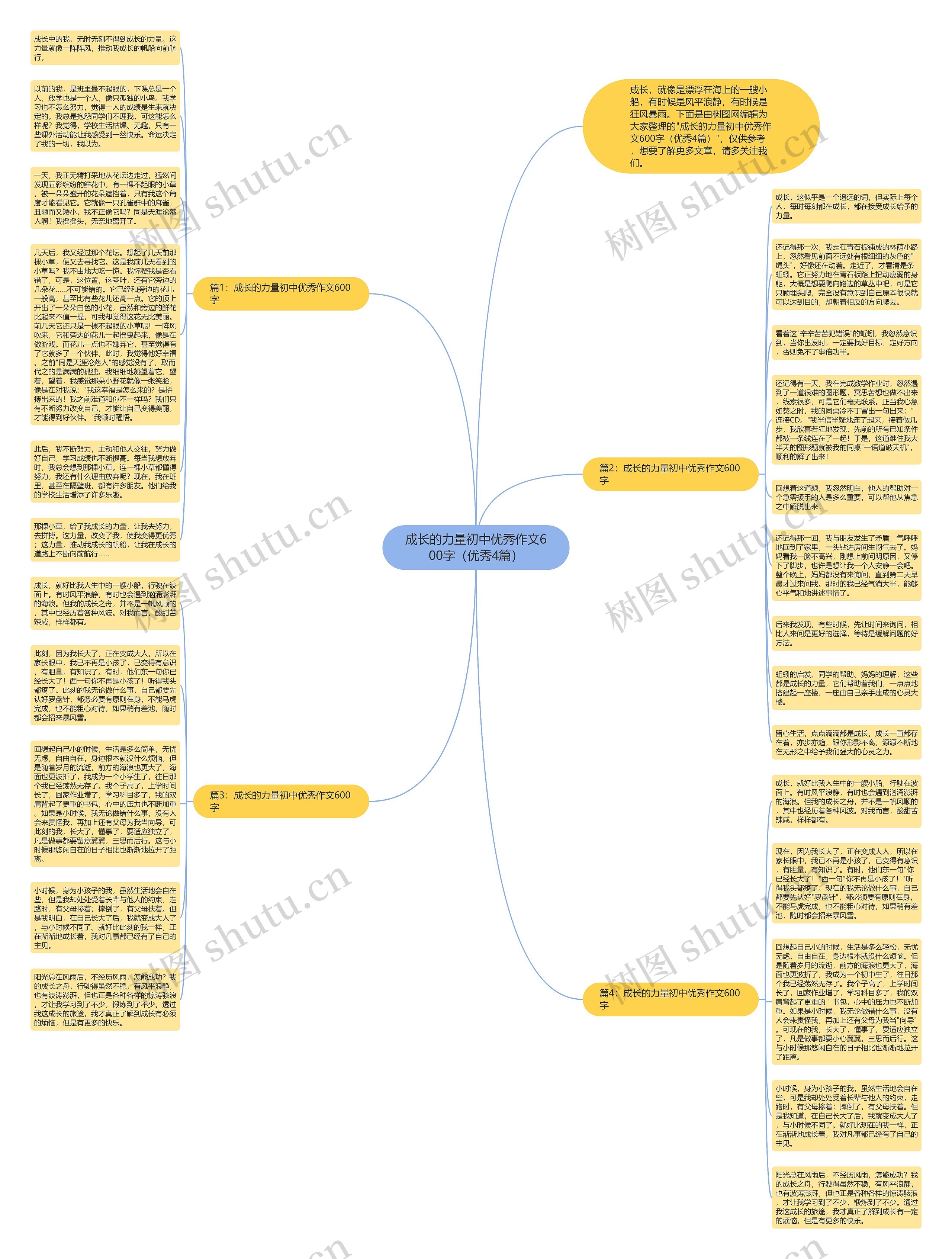 成长的力量初中优秀作文600字（优秀4篇）思维导图