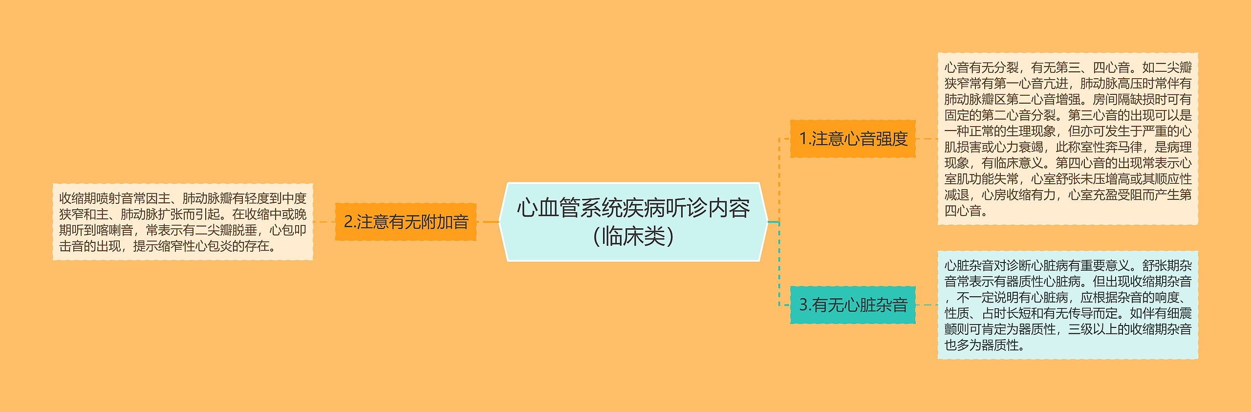 心血管系统疾病听诊内容（临床类）思维导图