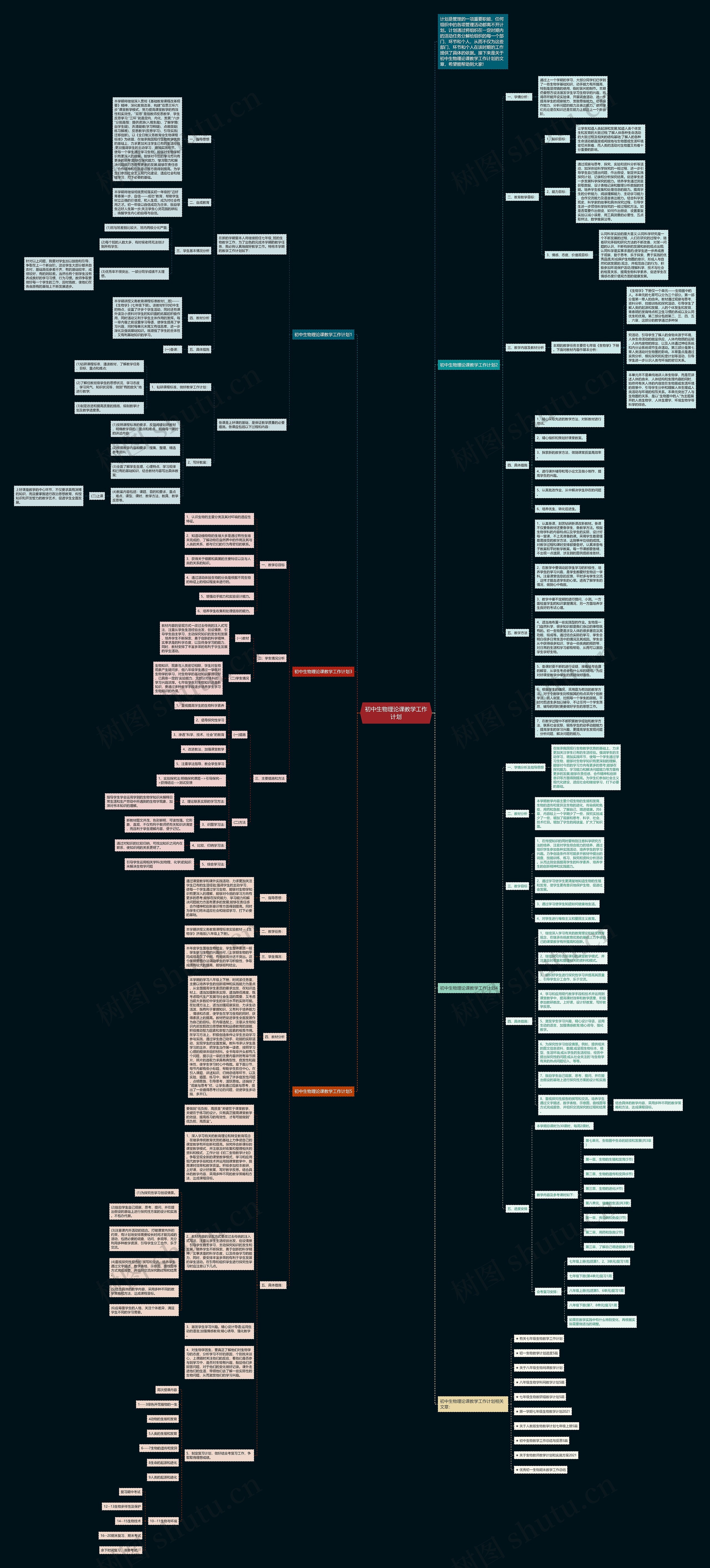 初中生物理论课教学工作计划思维导图