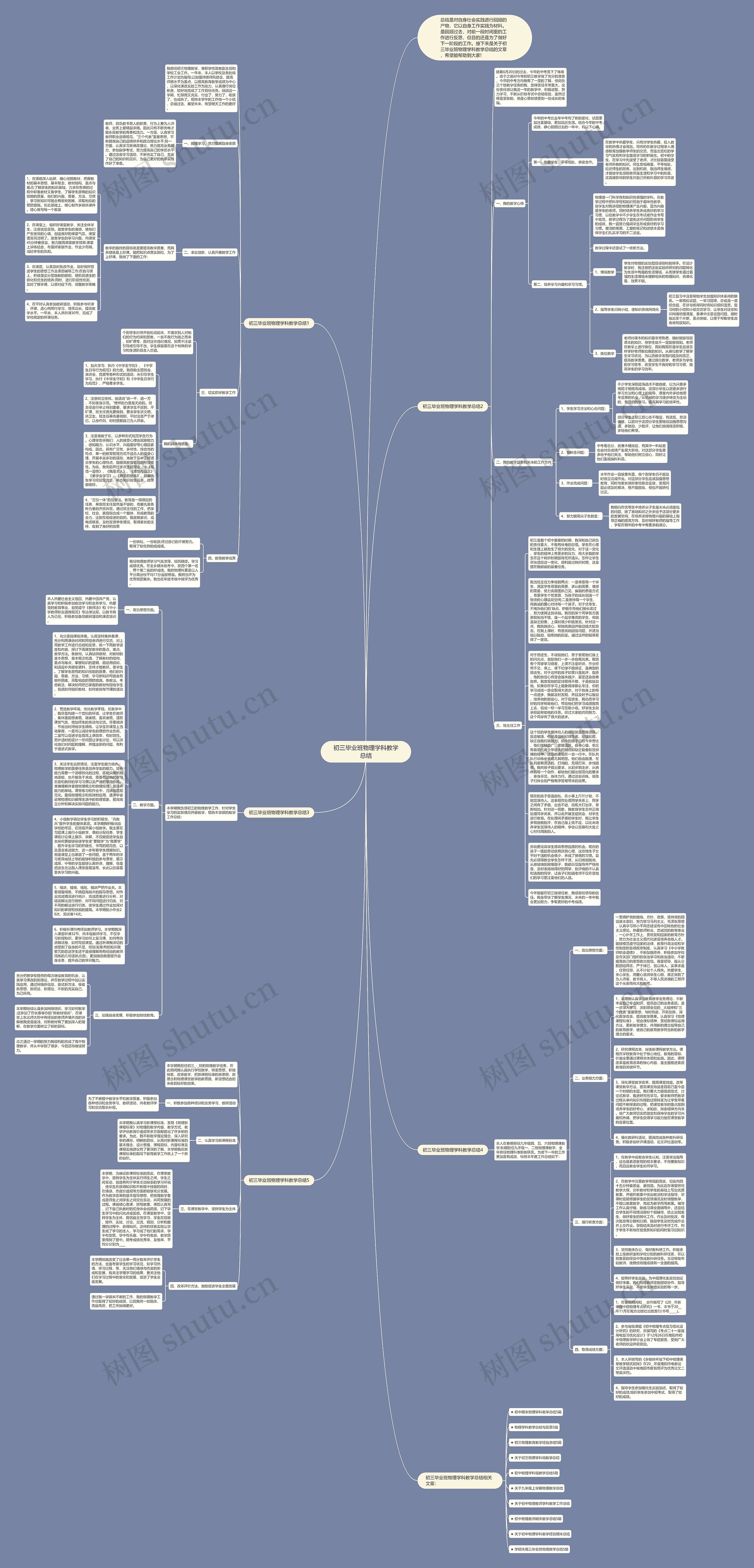 初三毕业班物理学科教学总结思维导图