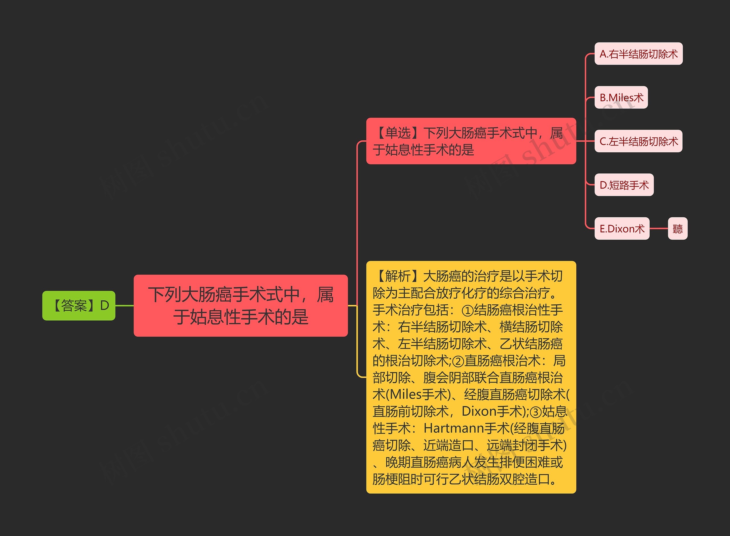 下列大肠癌手术式中，属于姑息性手术的是