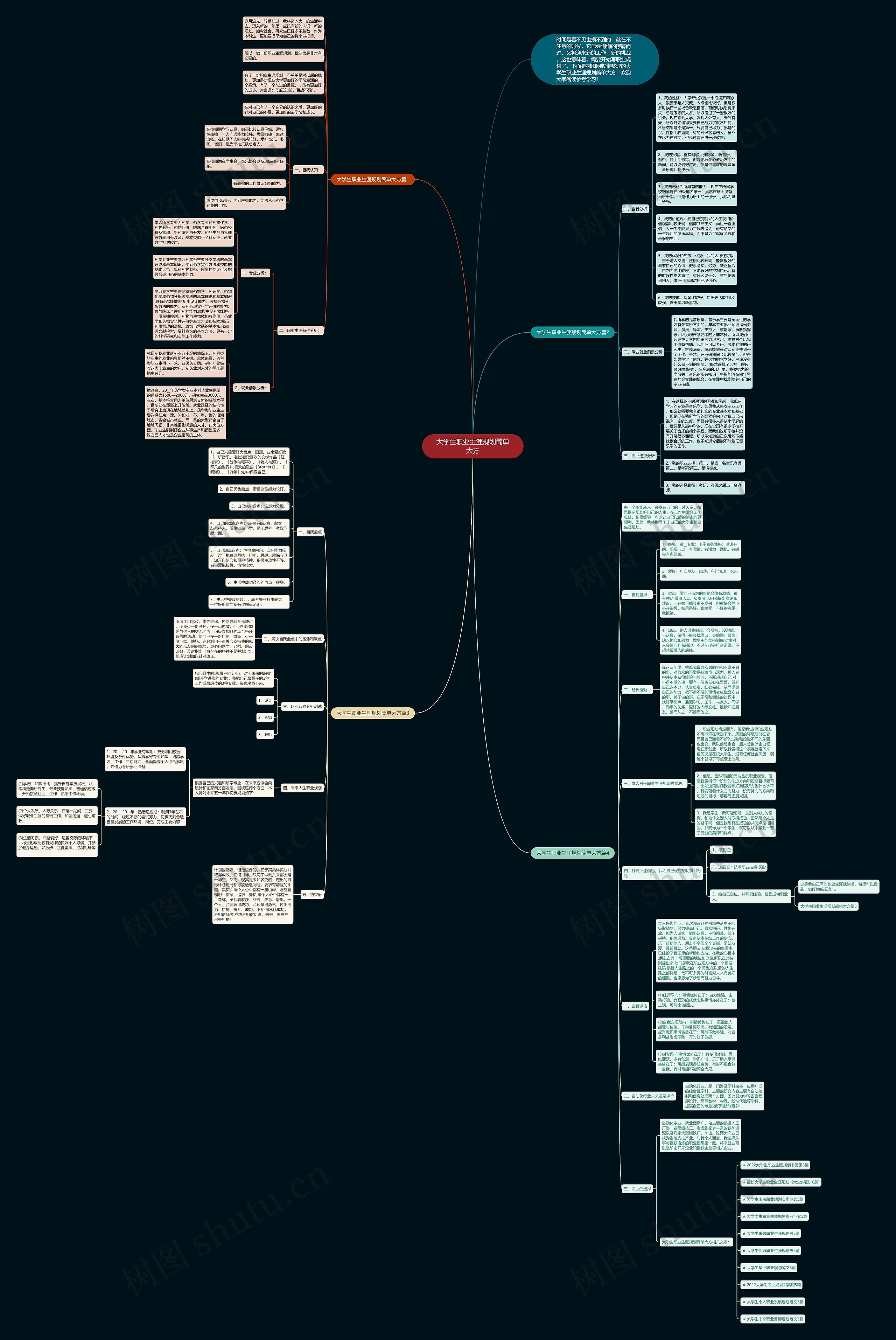 大学生职业生涯规划简单大方思维导图
