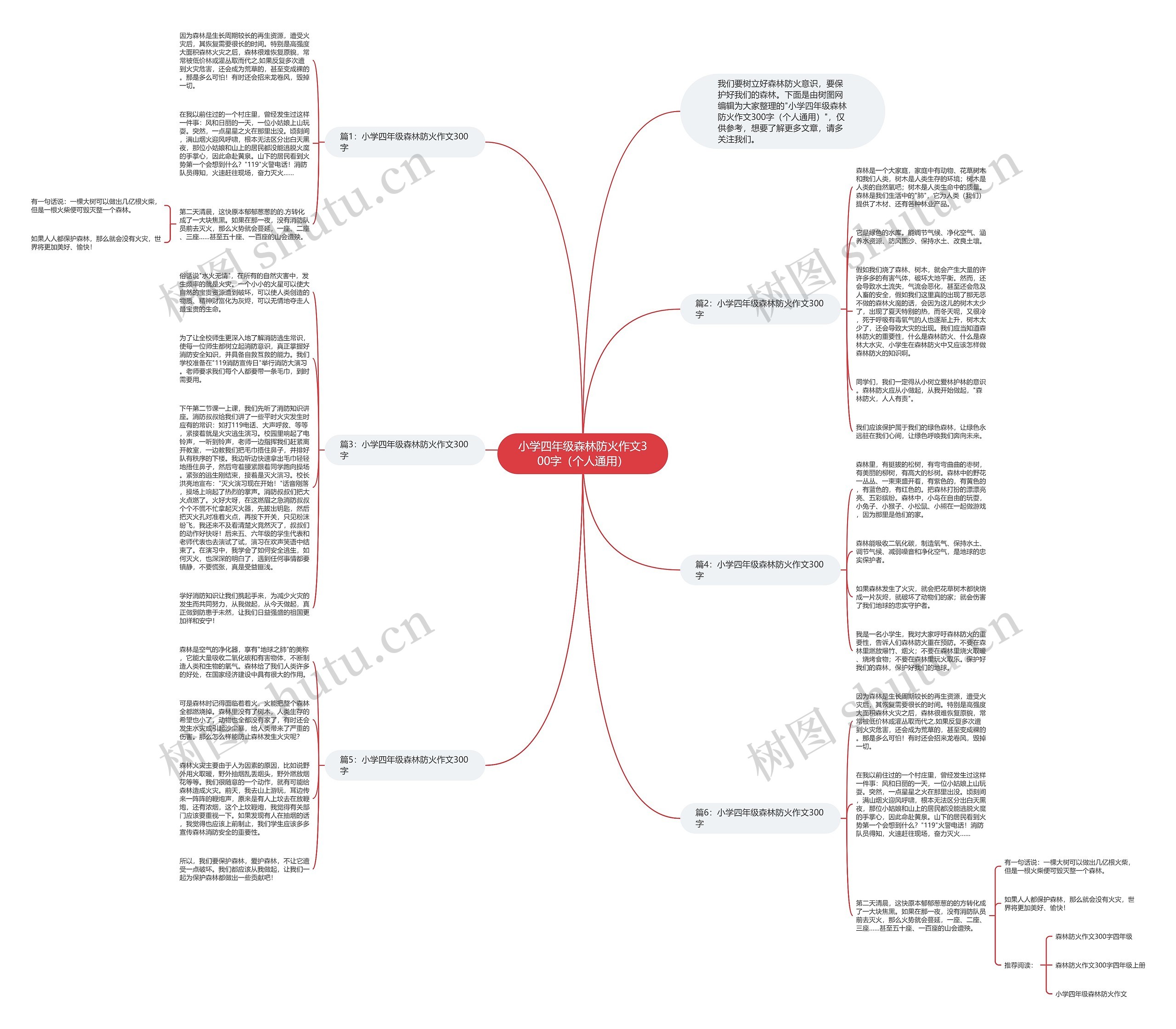 小学四年级森林防火作文300字（个人通用）思维导图
