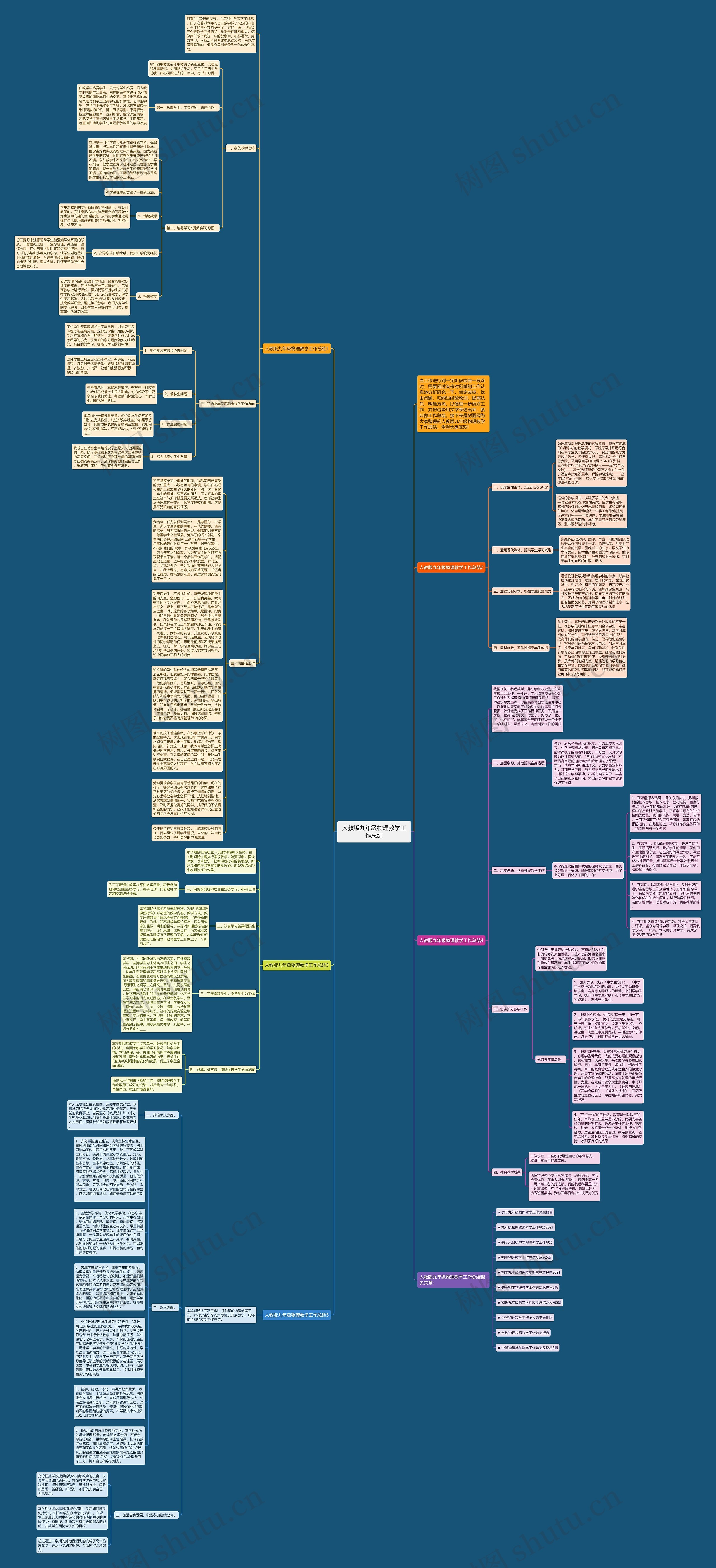 人教版九年级物理教学工作总结思维导图