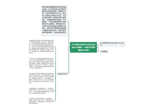 2018临床医师考试运动系统考点解析：转移性骨肿瘤临床表现