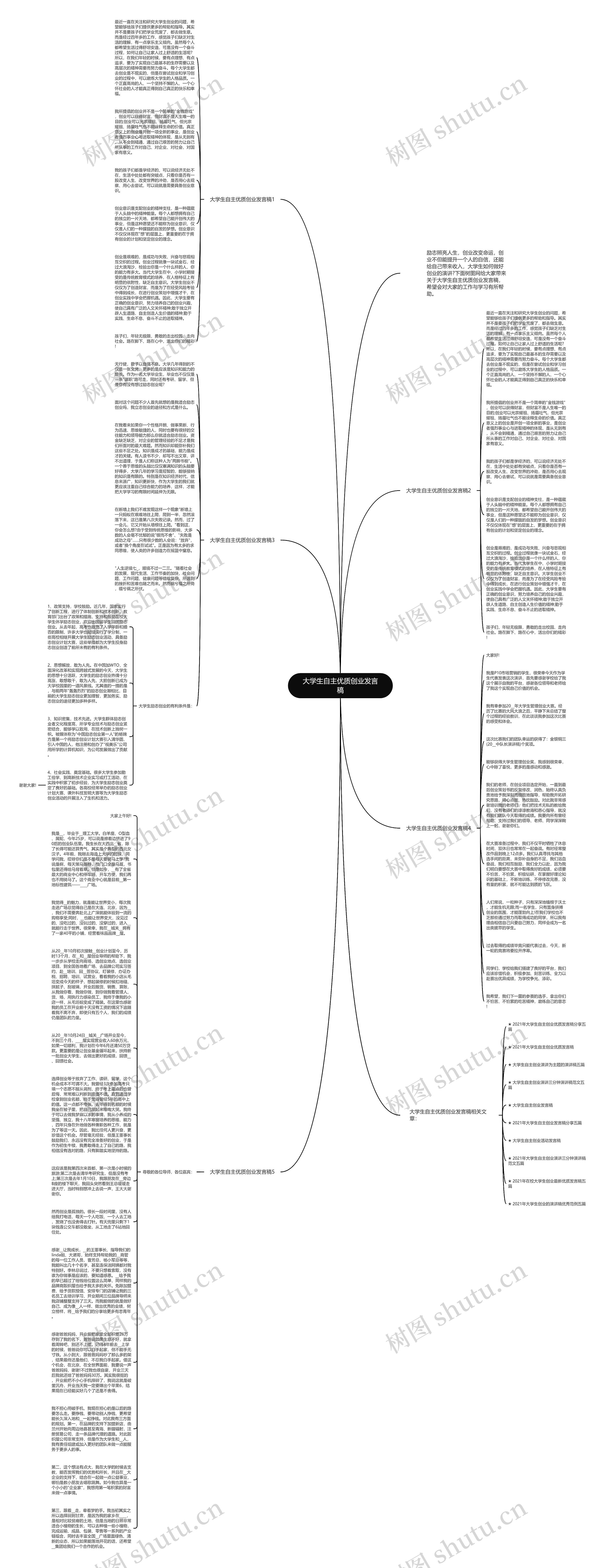 大学生自主优质创业发言稿思维导图