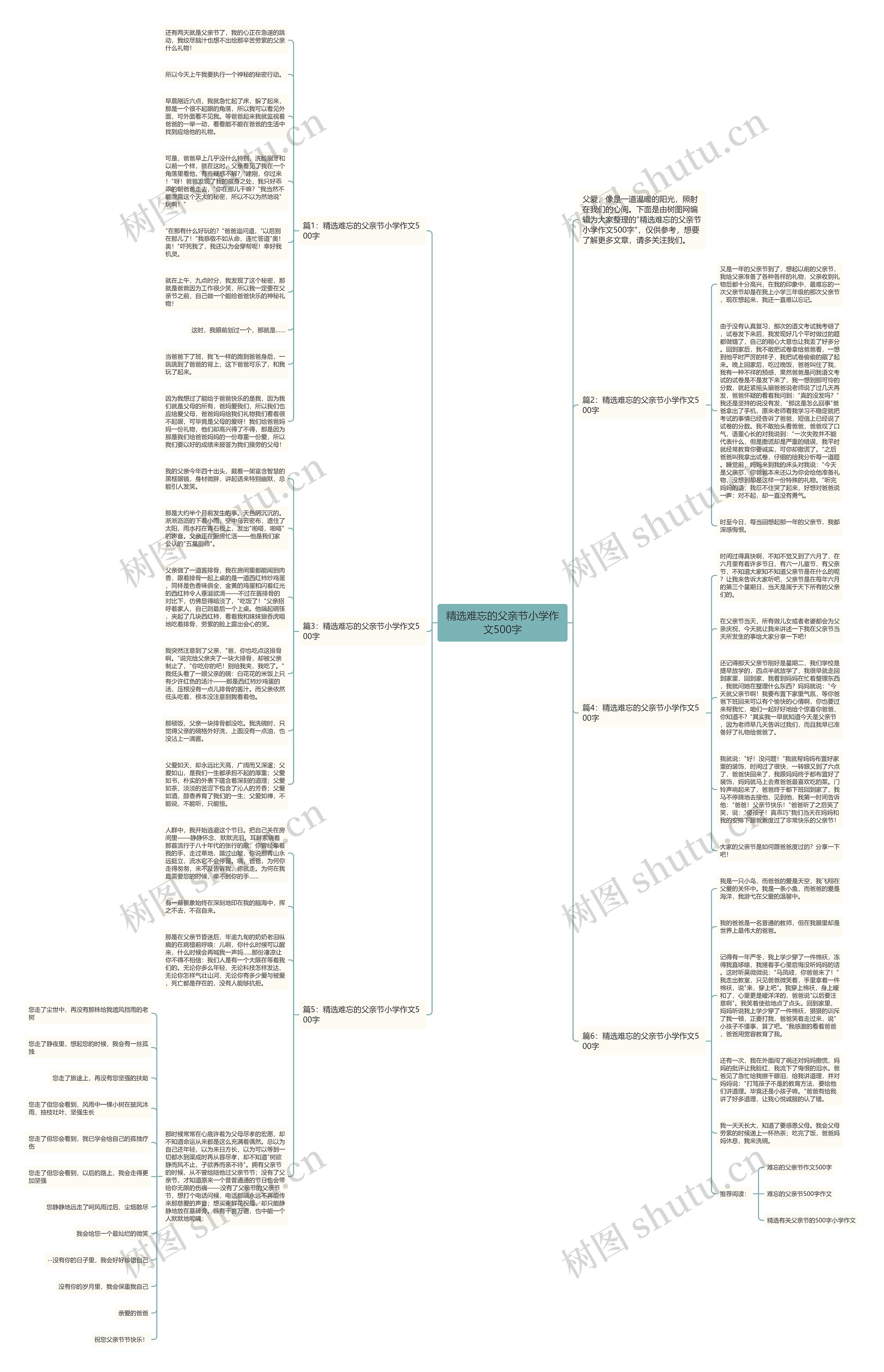 精选难忘的父亲节小学作文500字思维导图