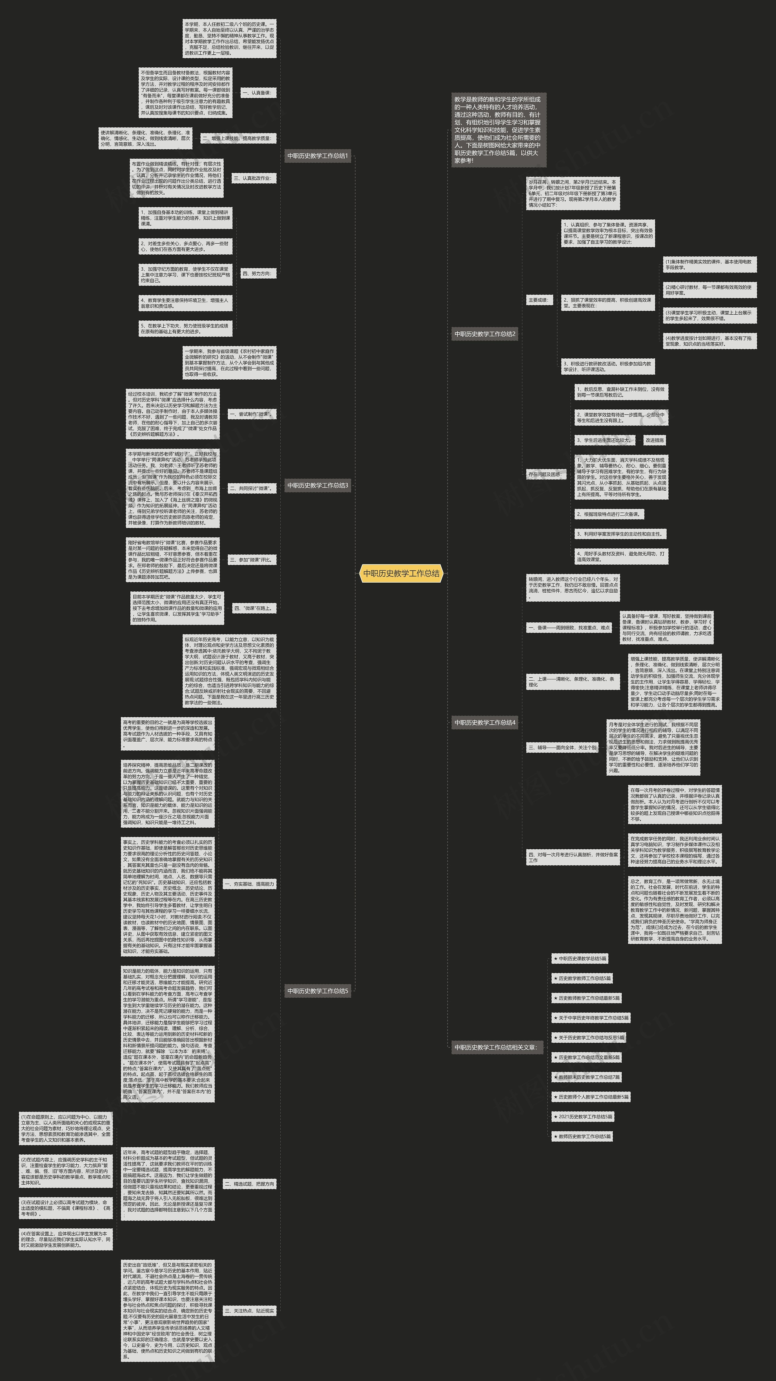 中职历史教学工作总结思维导图