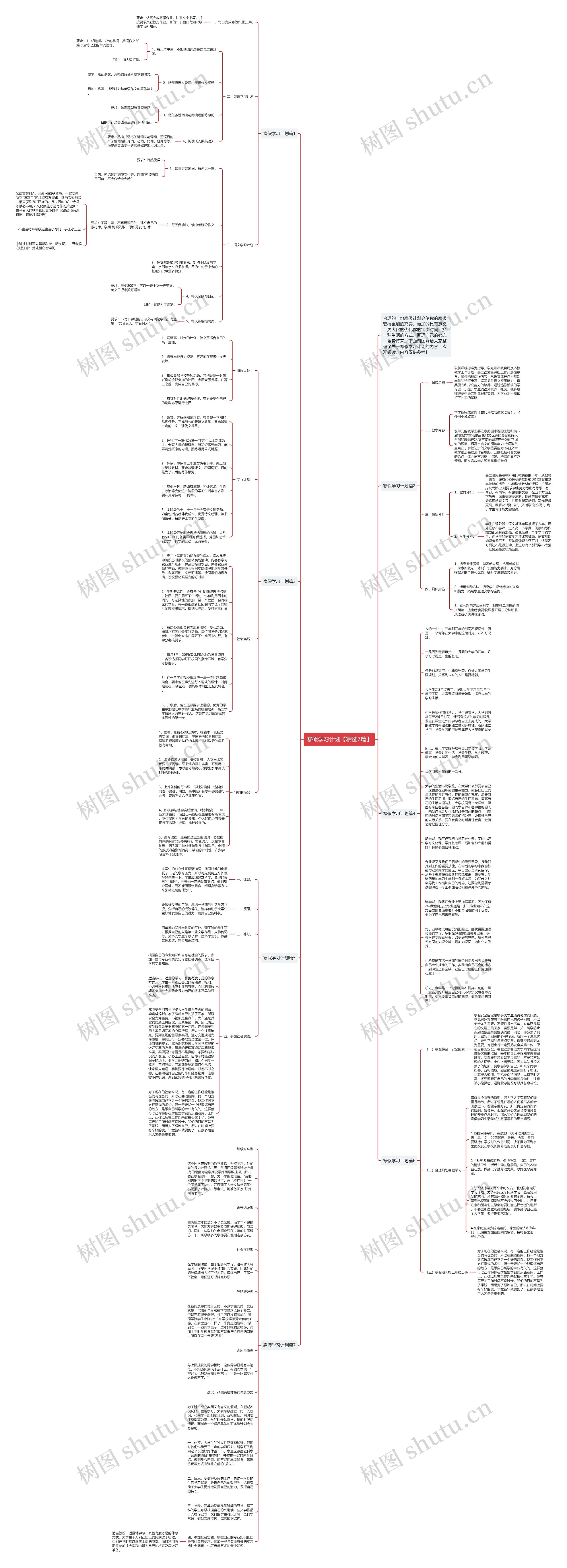 寒假学习计划【精选7篇】思维导图