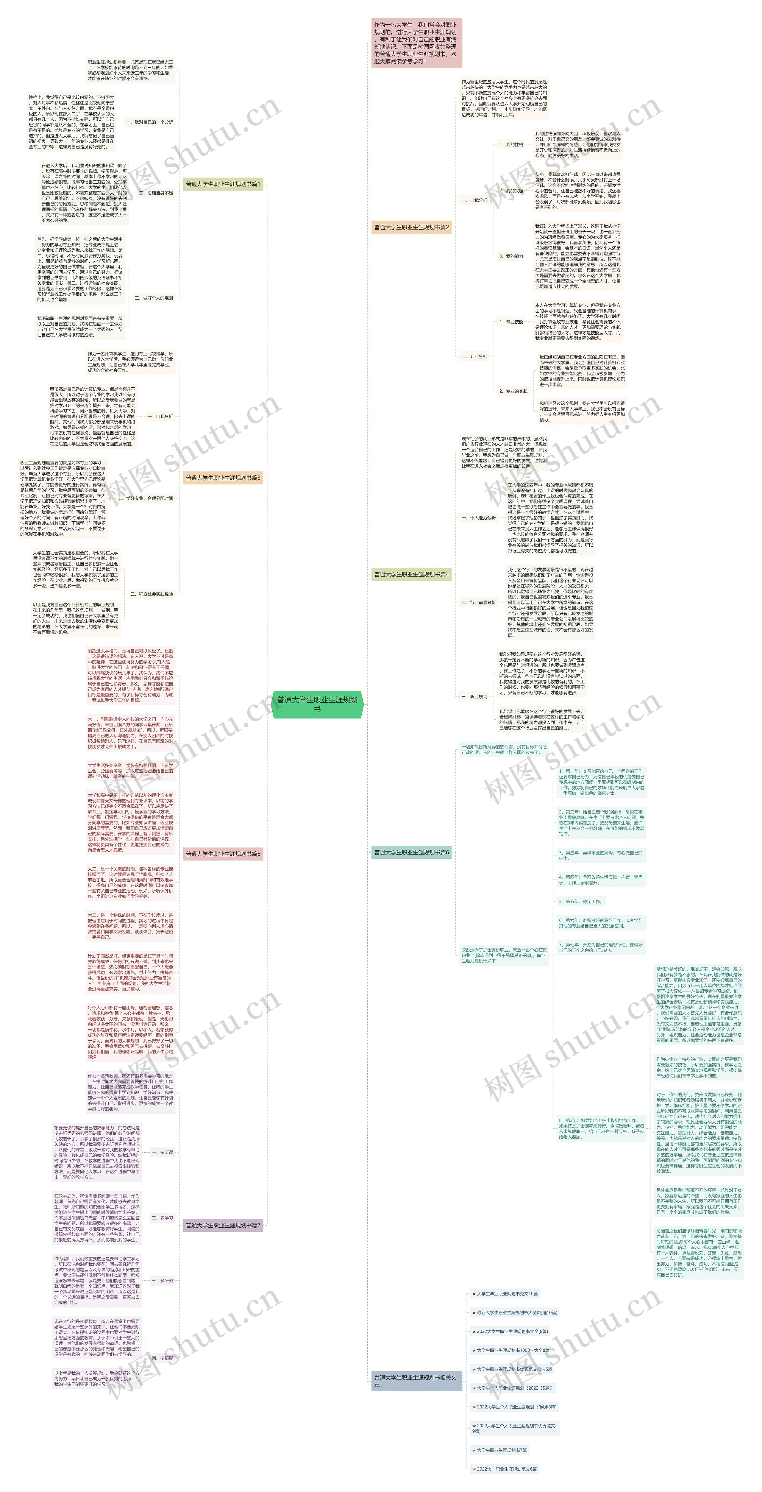 普通大学生职业生涯规划书思维导图