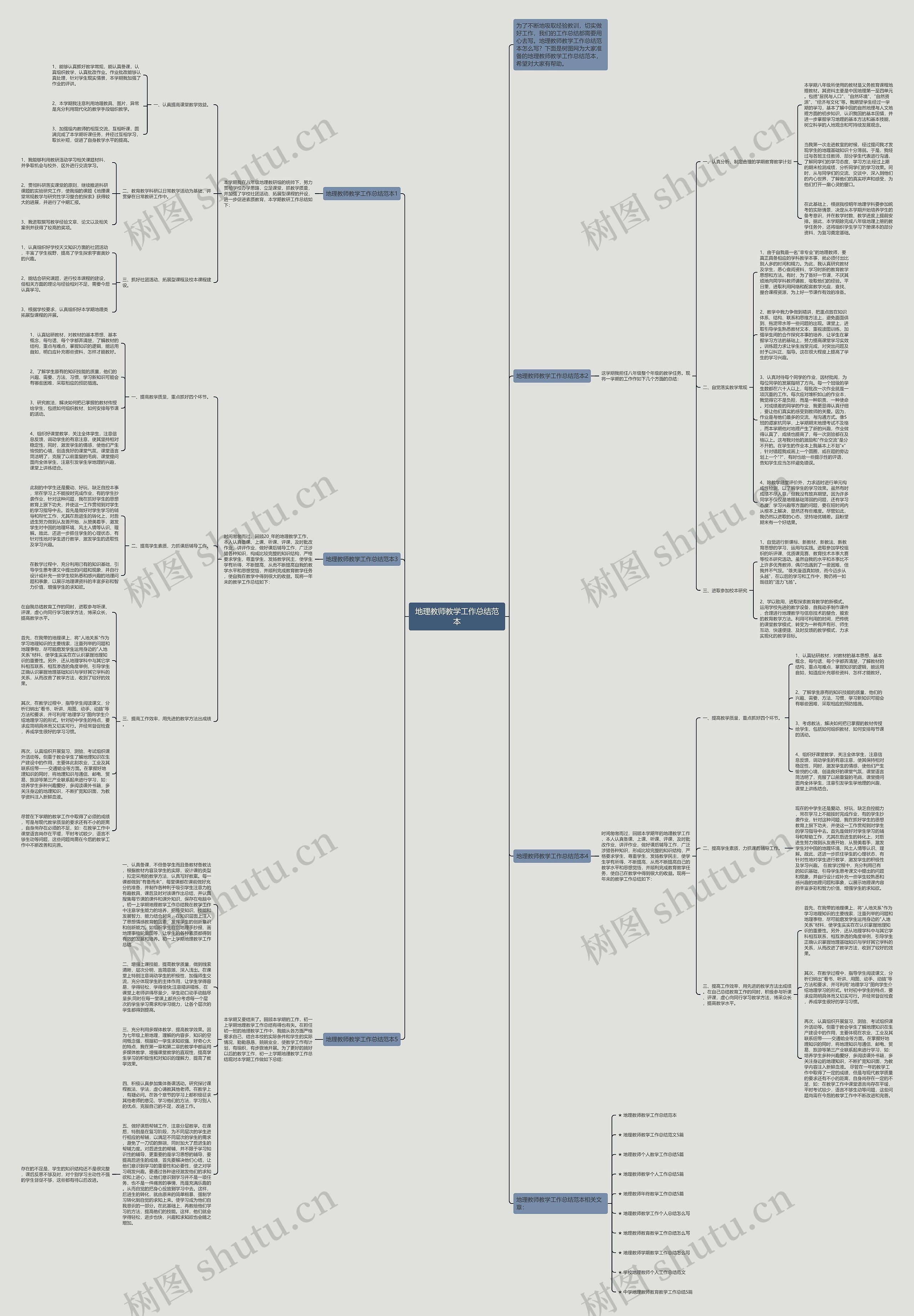 地理教师教学工作总结范本思维导图