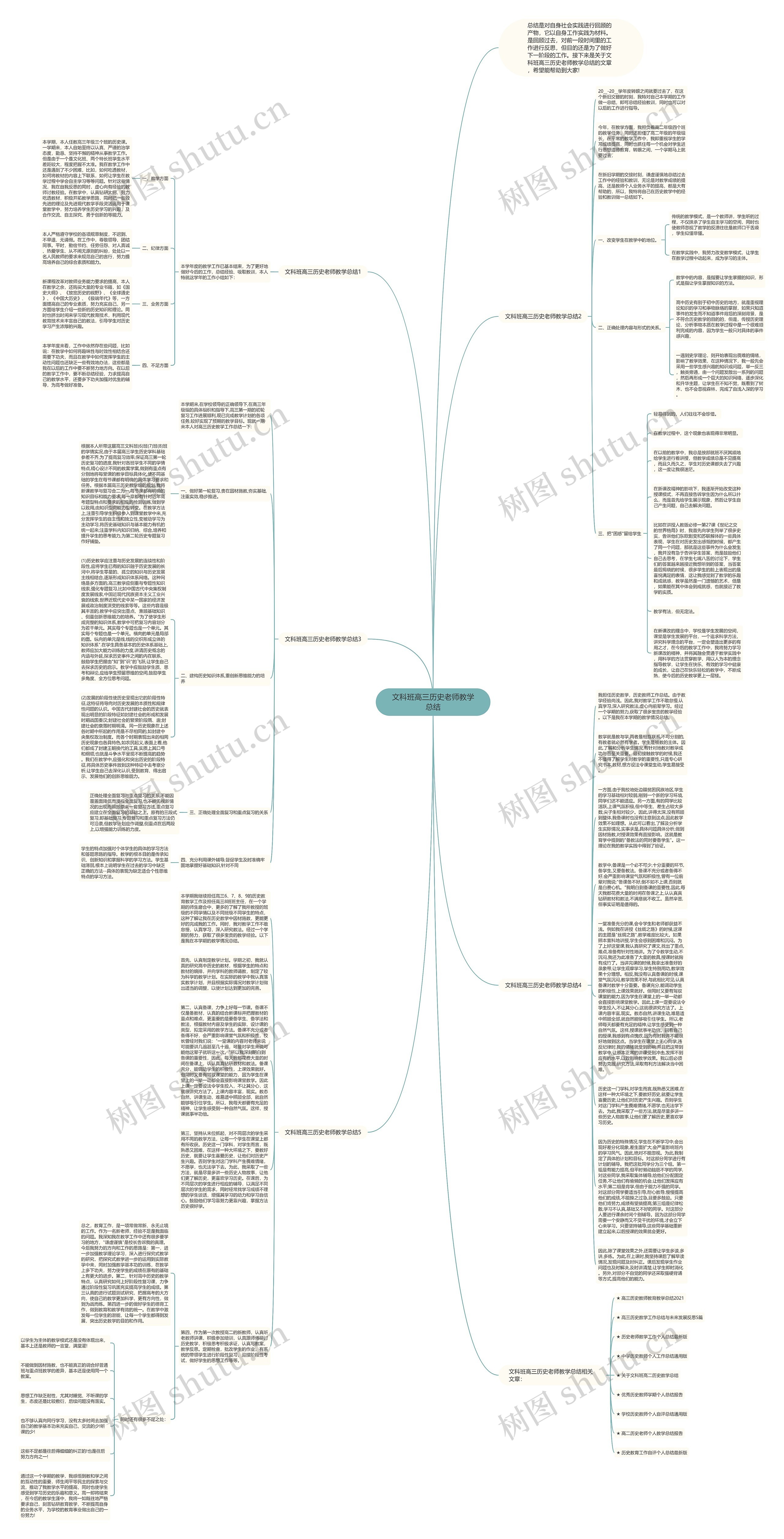 文科班高三历史老师教学总结思维导图