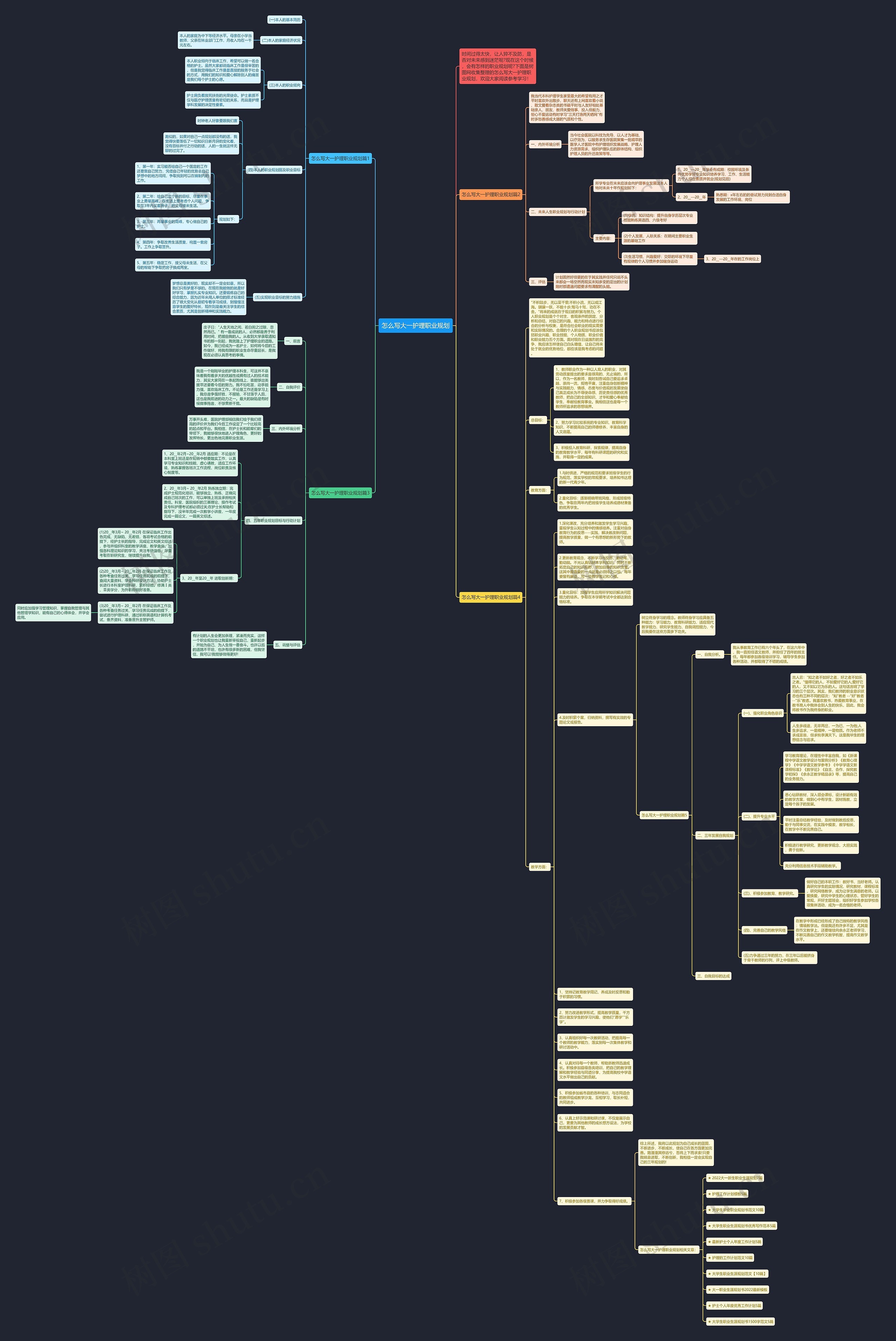 怎么写大一护理职业规划思维导图