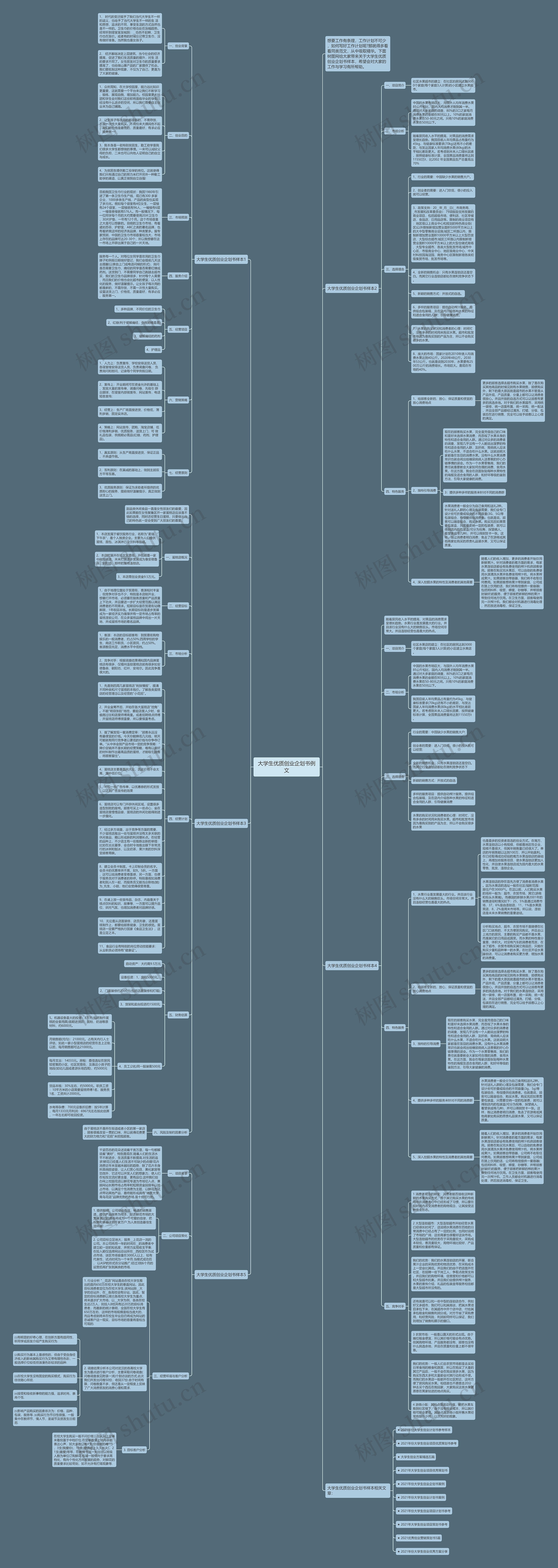 大学生优质创业企划书例文思维导图