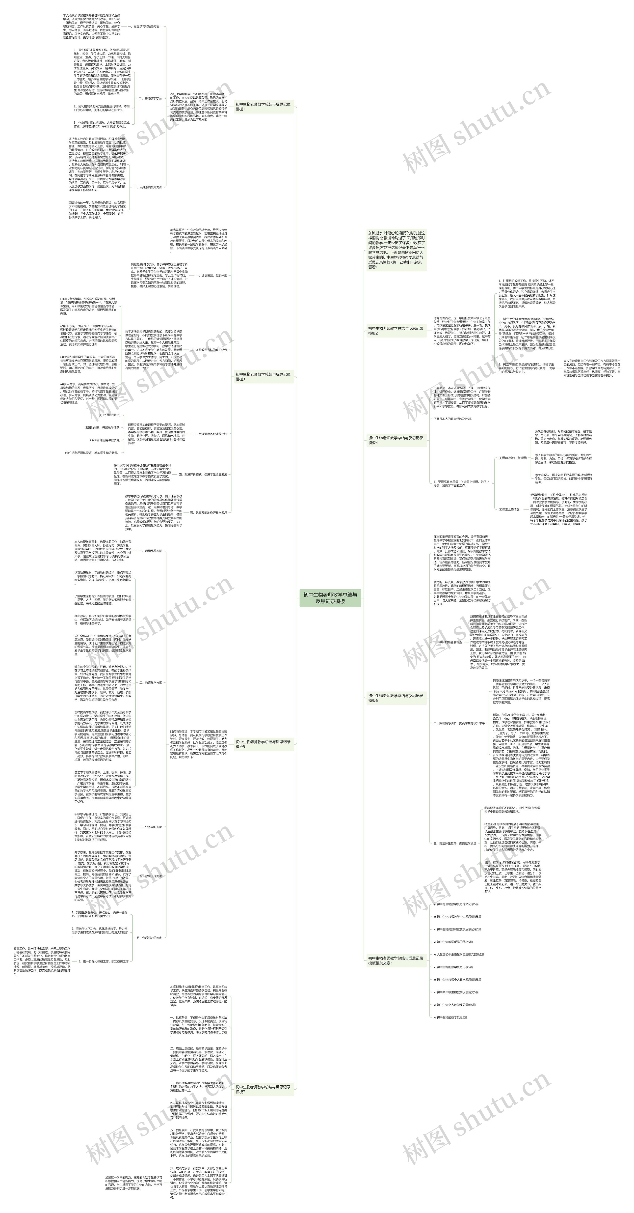初中生物老师教学总结与反思记录思维导图