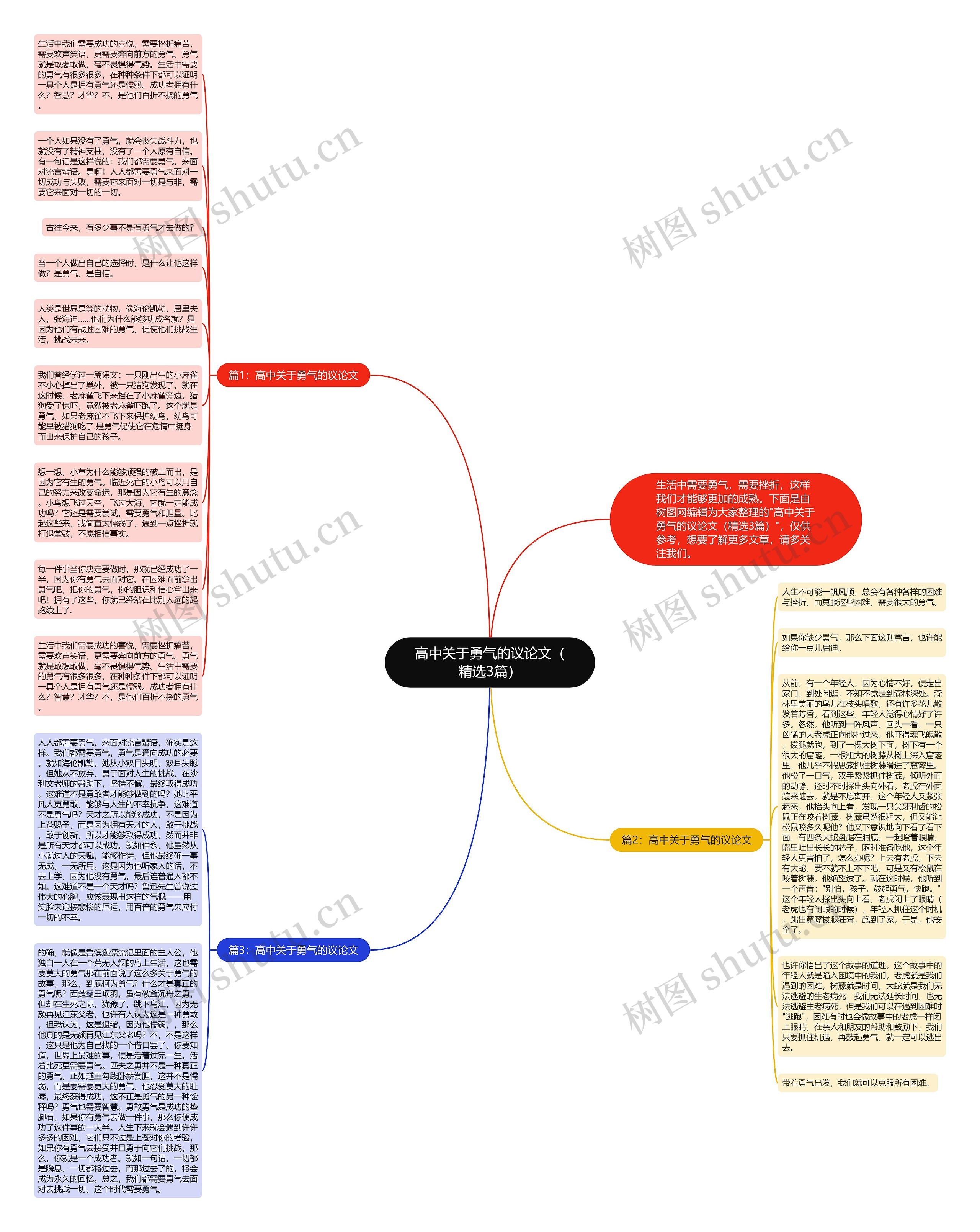 高中关于勇气的议论文（精选3篇）思维导图