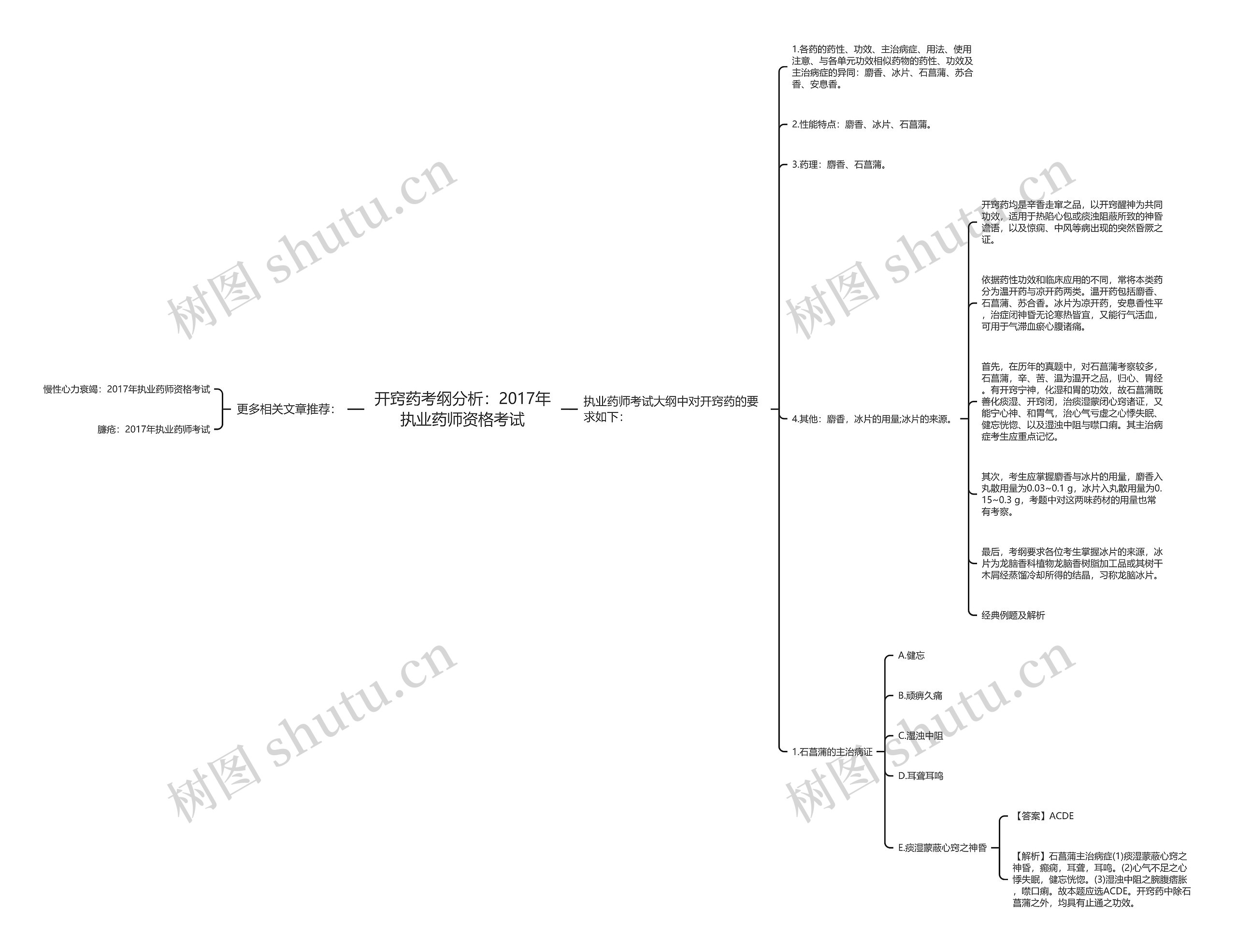 开窍药考纲分析：2017年执业药师资格考试思维导图