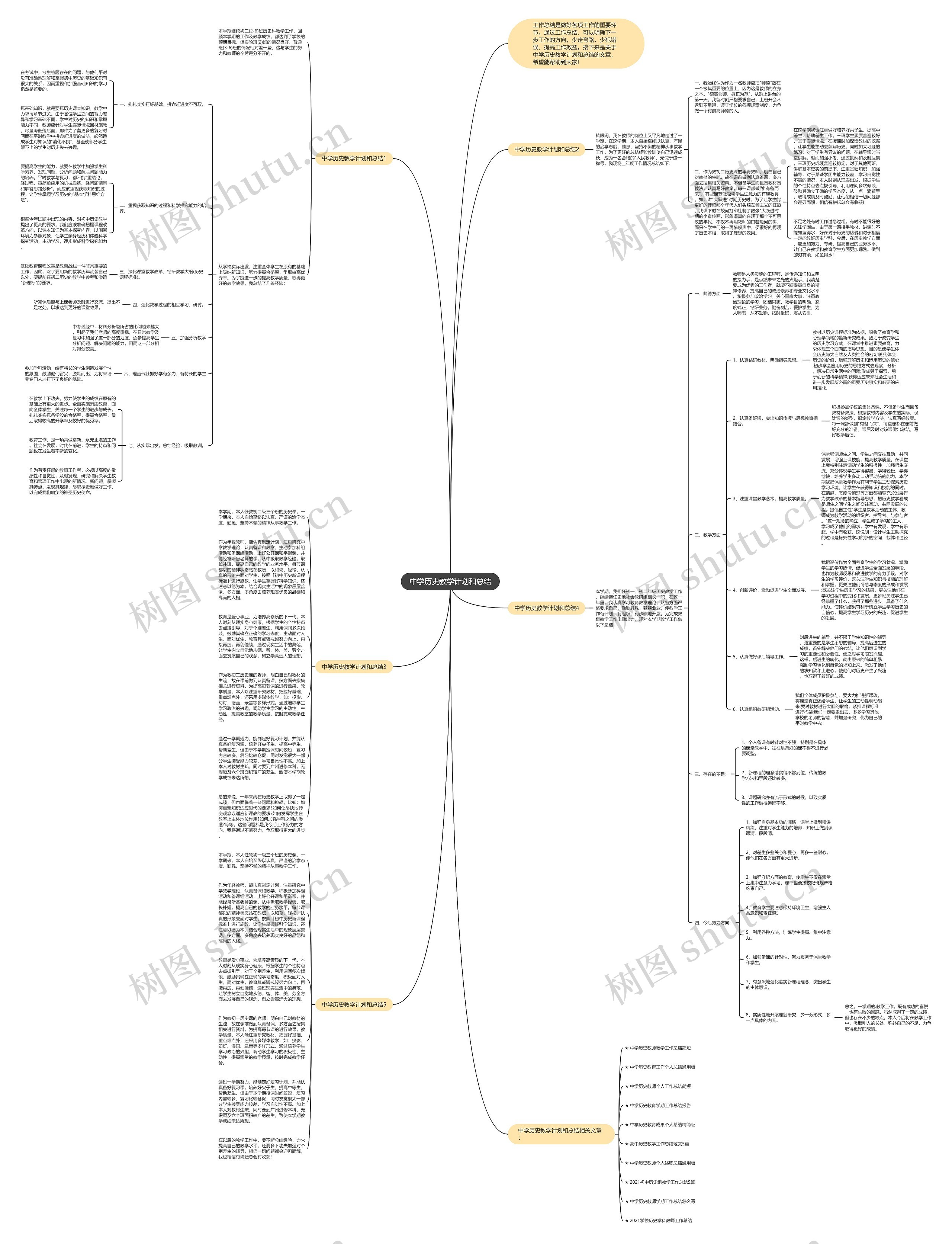 中学历史教学计划和总结思维导图