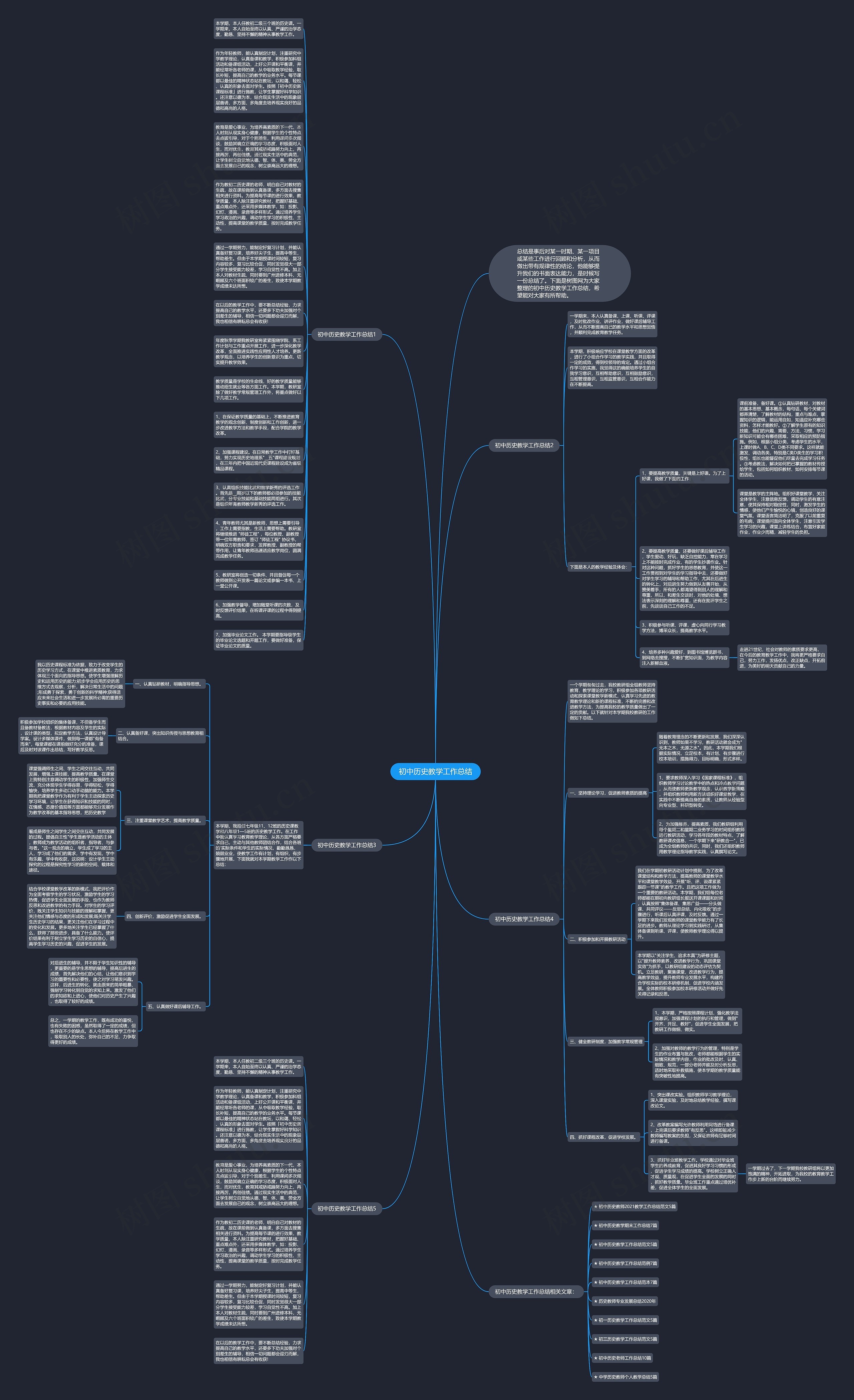 初中历史教学工作总结思维导图