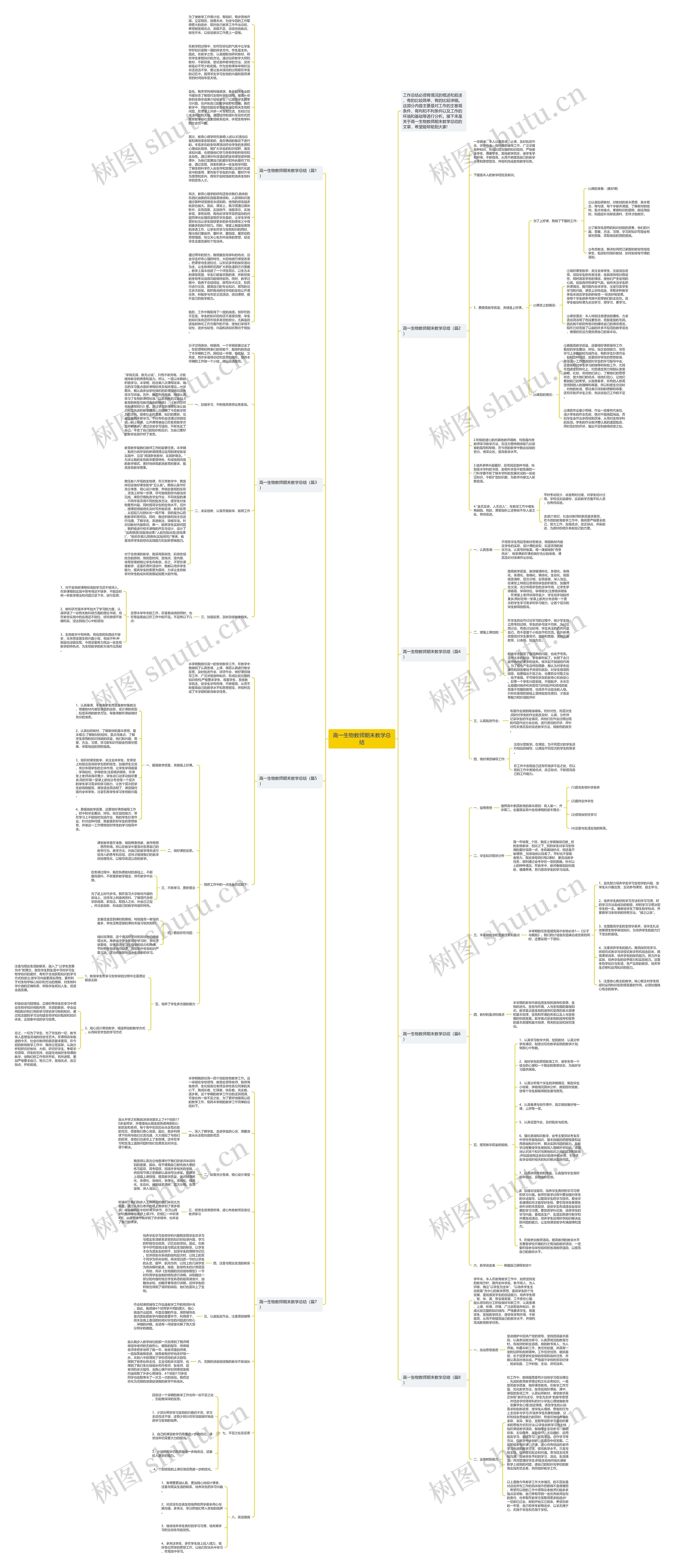 高一生物教师期末教学总结思维导图