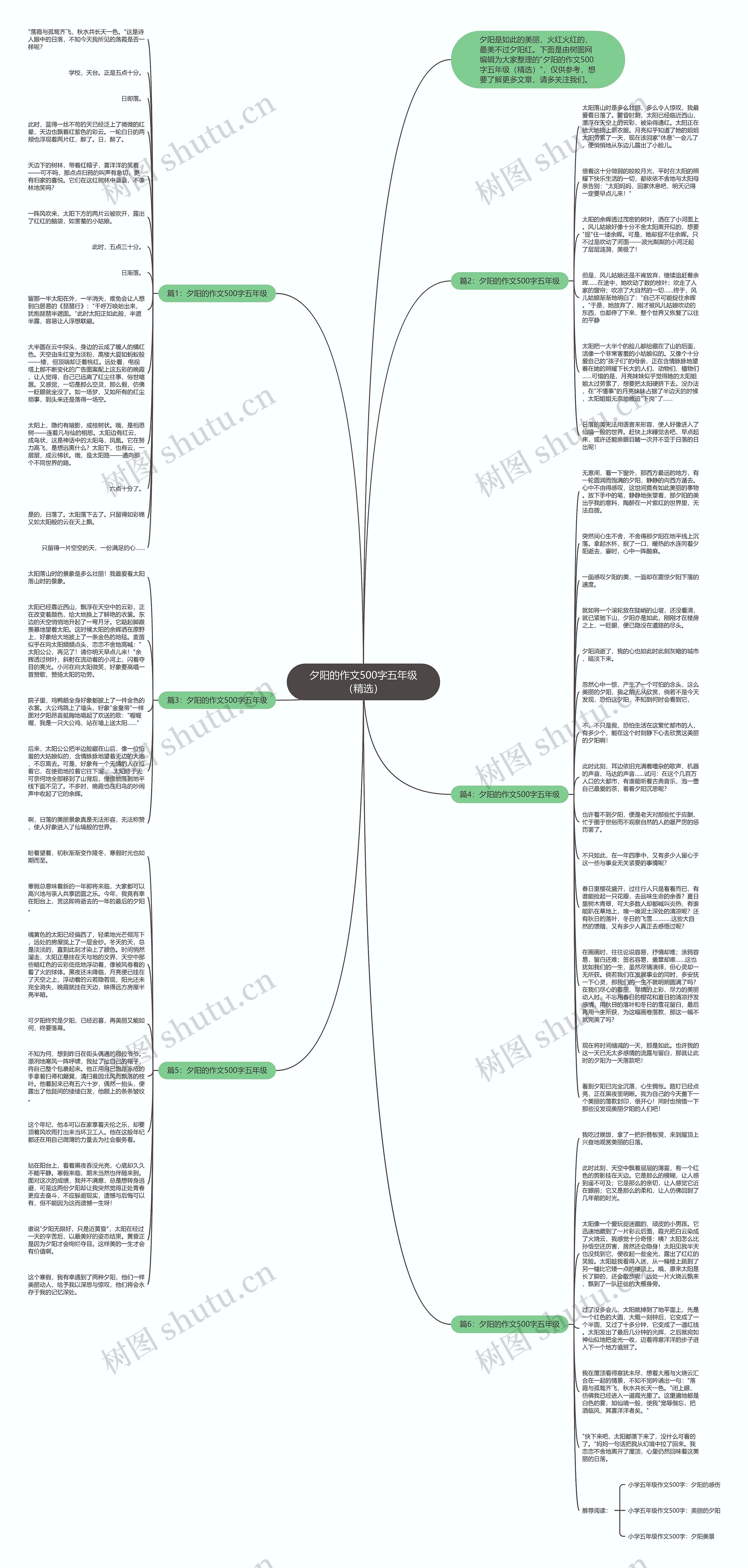 夕阳的作文500字五年级（精选）思维导图