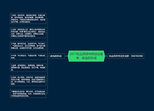 2017执业药师中药综合备考：瘀血的形成