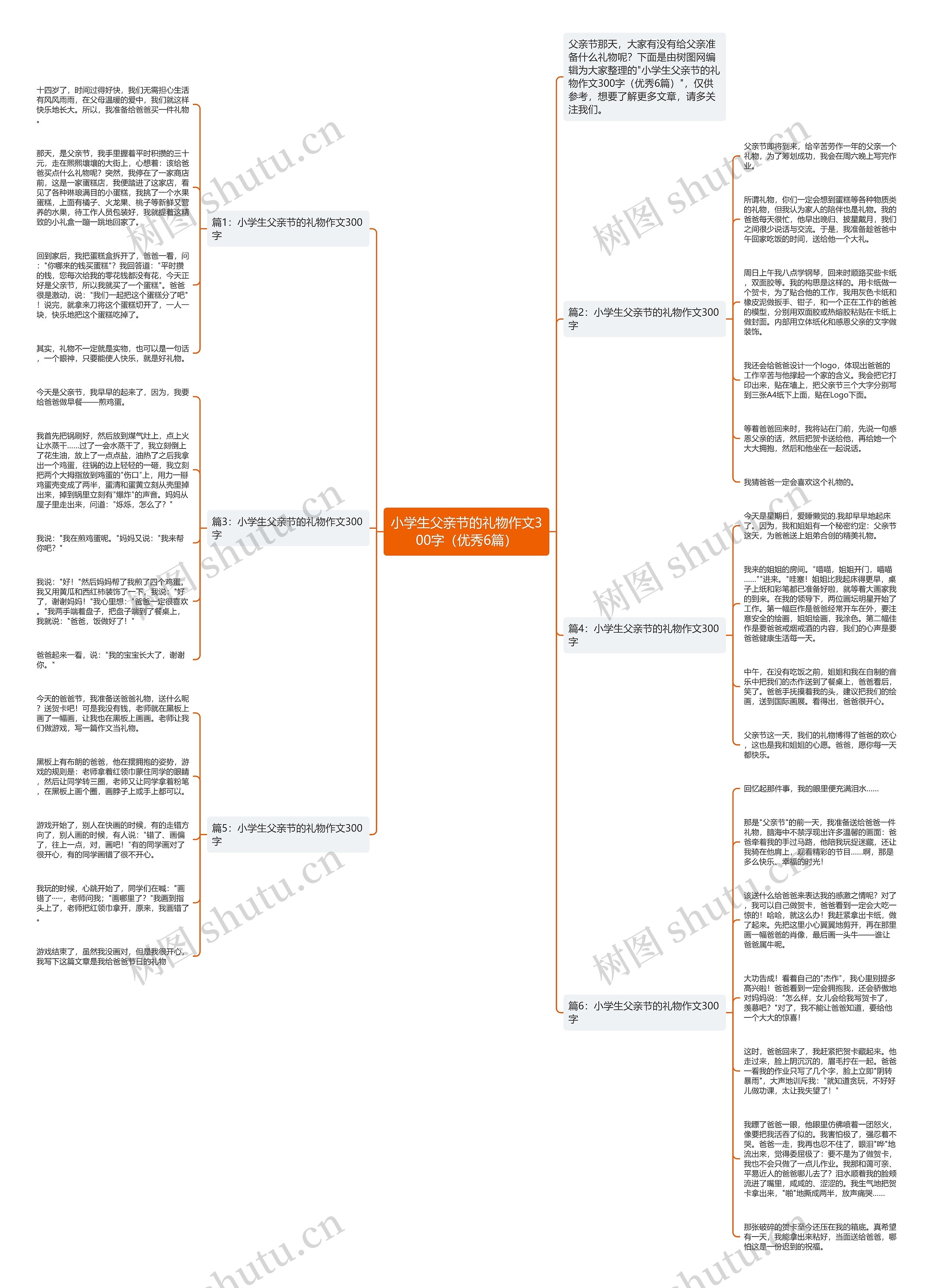 小学生父亲节的礼物作文300字（优秀6篇）思维导图