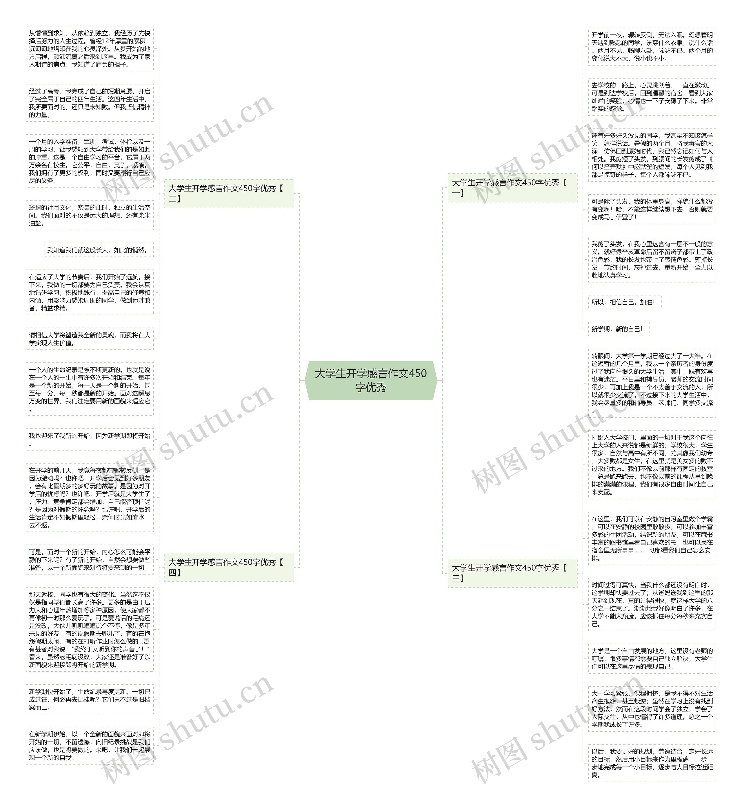 大学生开学感言作文450字优秀思维导图