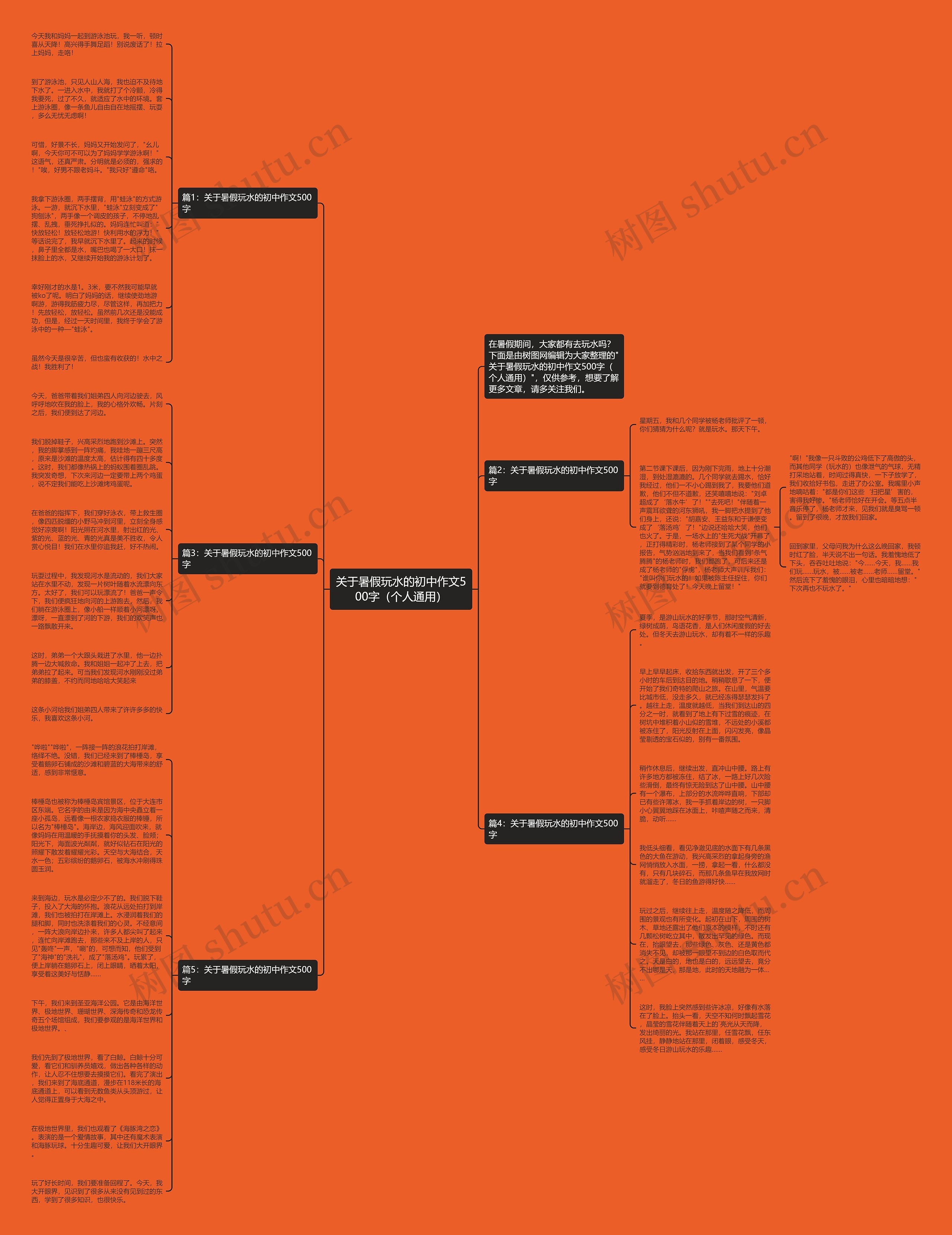 关于暑假玩水的初中作文500字（个人通用）思维导图