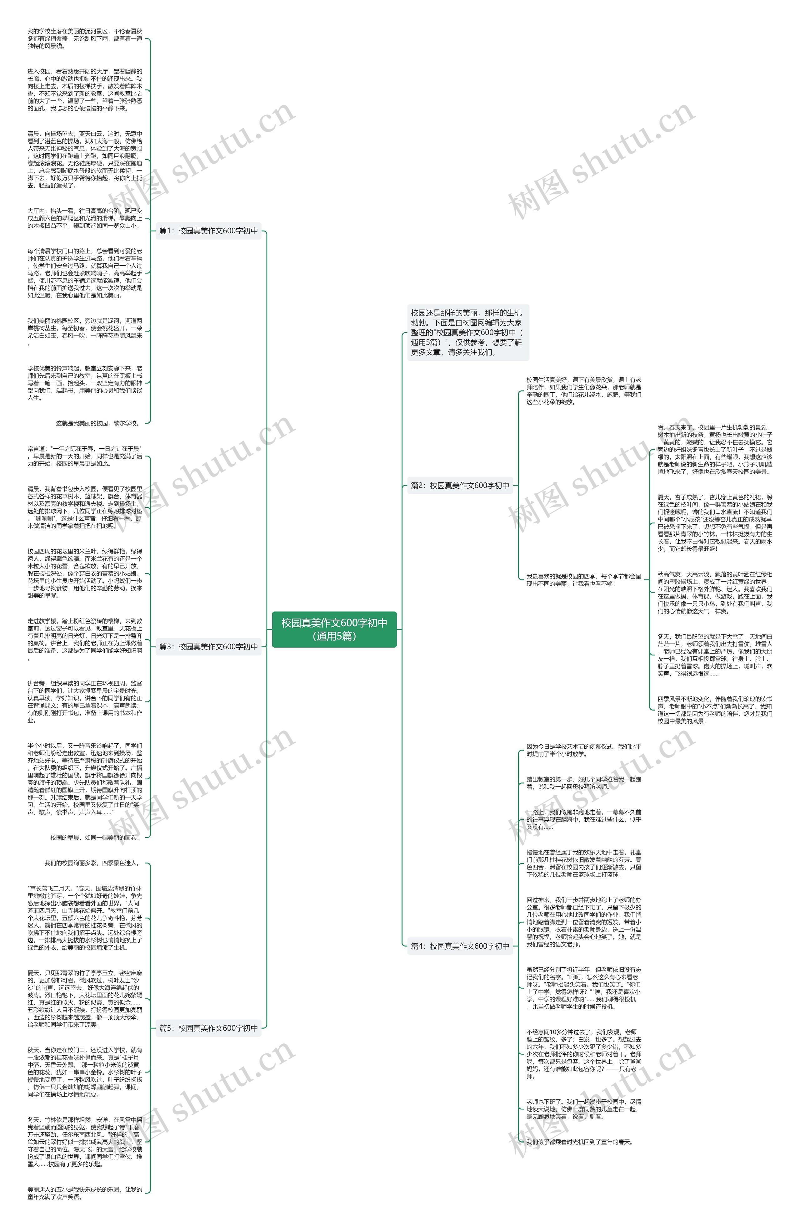 校园真美作文600字初中（通用5篇）思维导图