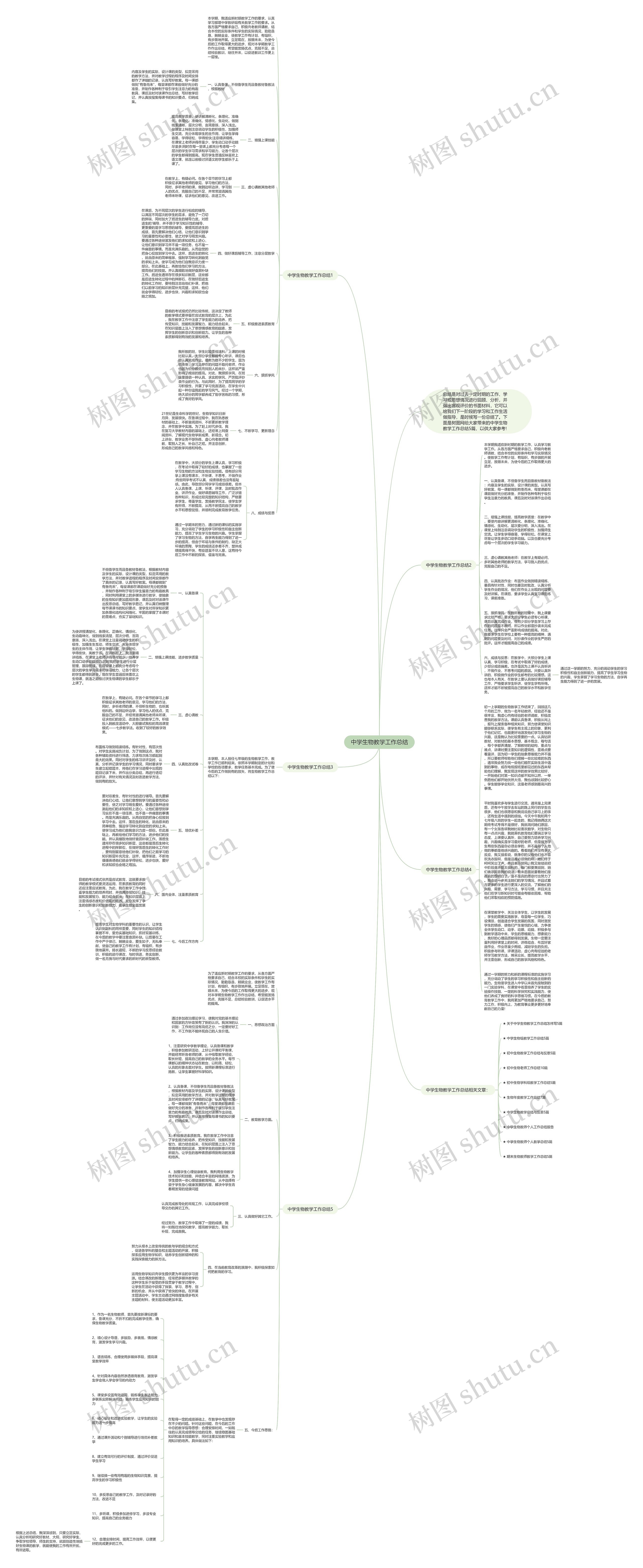 中学生物教学工作总结思维导图