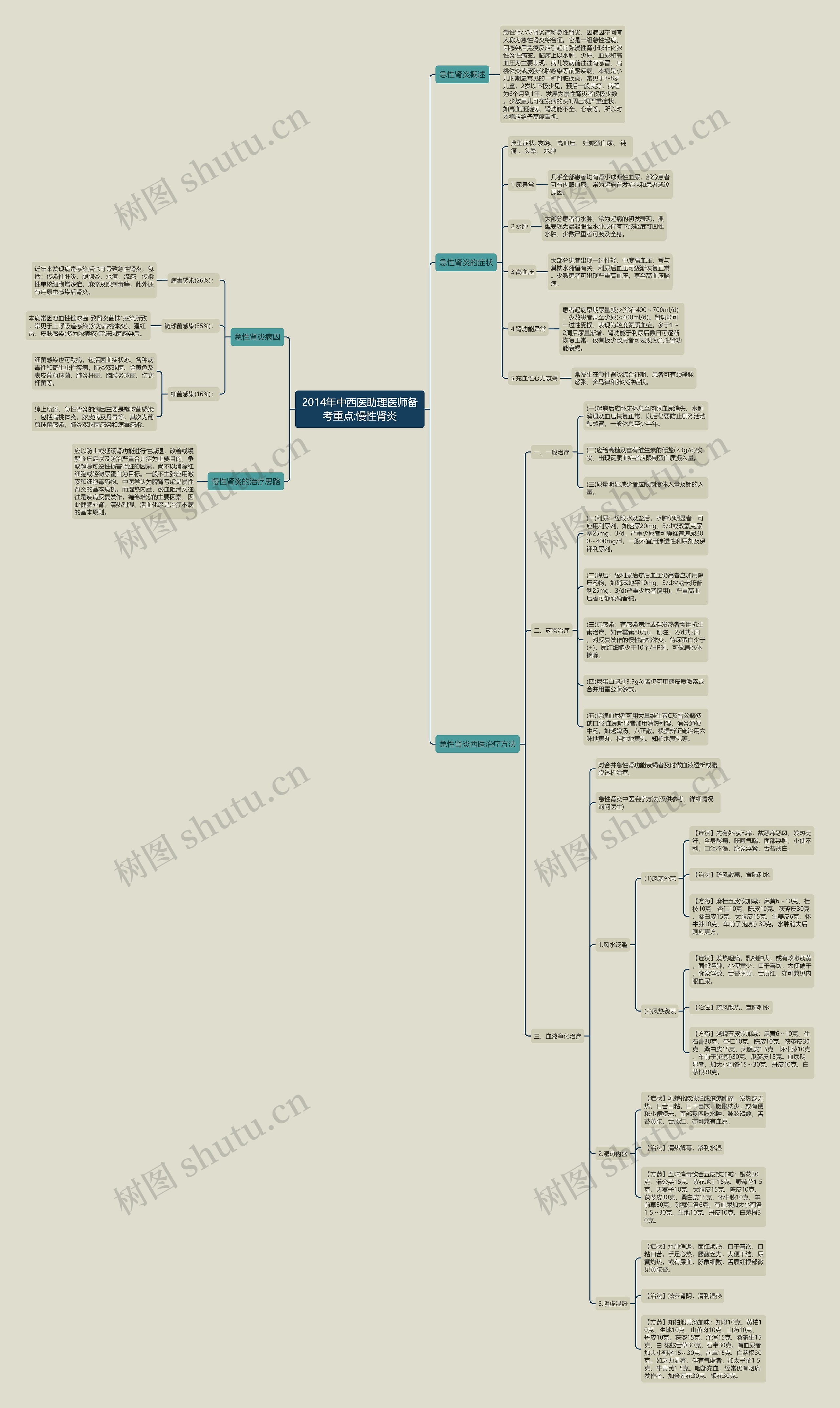 2014年中西医助理医师备考重点:慢性肾炎思维导图