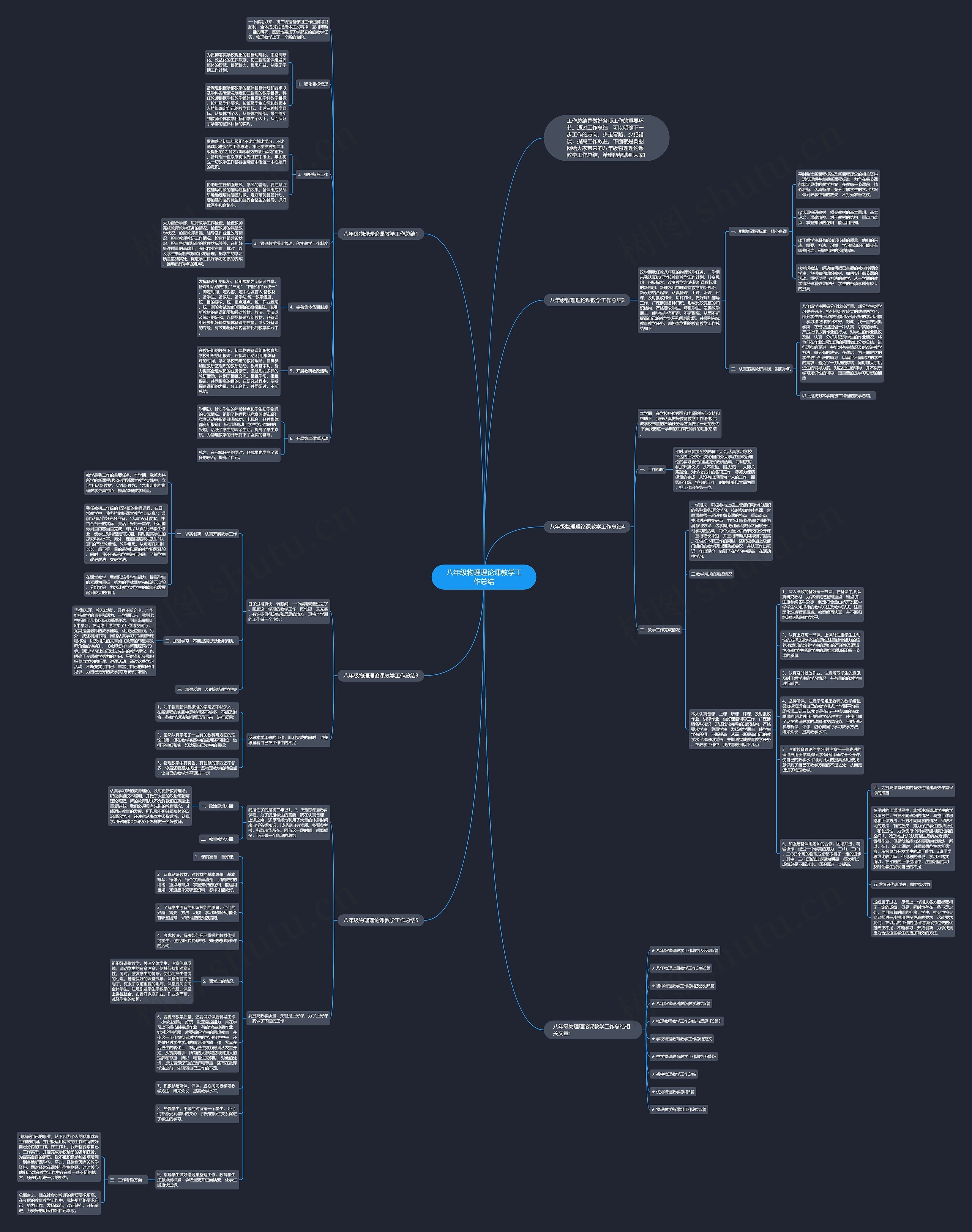 八年级物理理论课教学工作总结思维导图