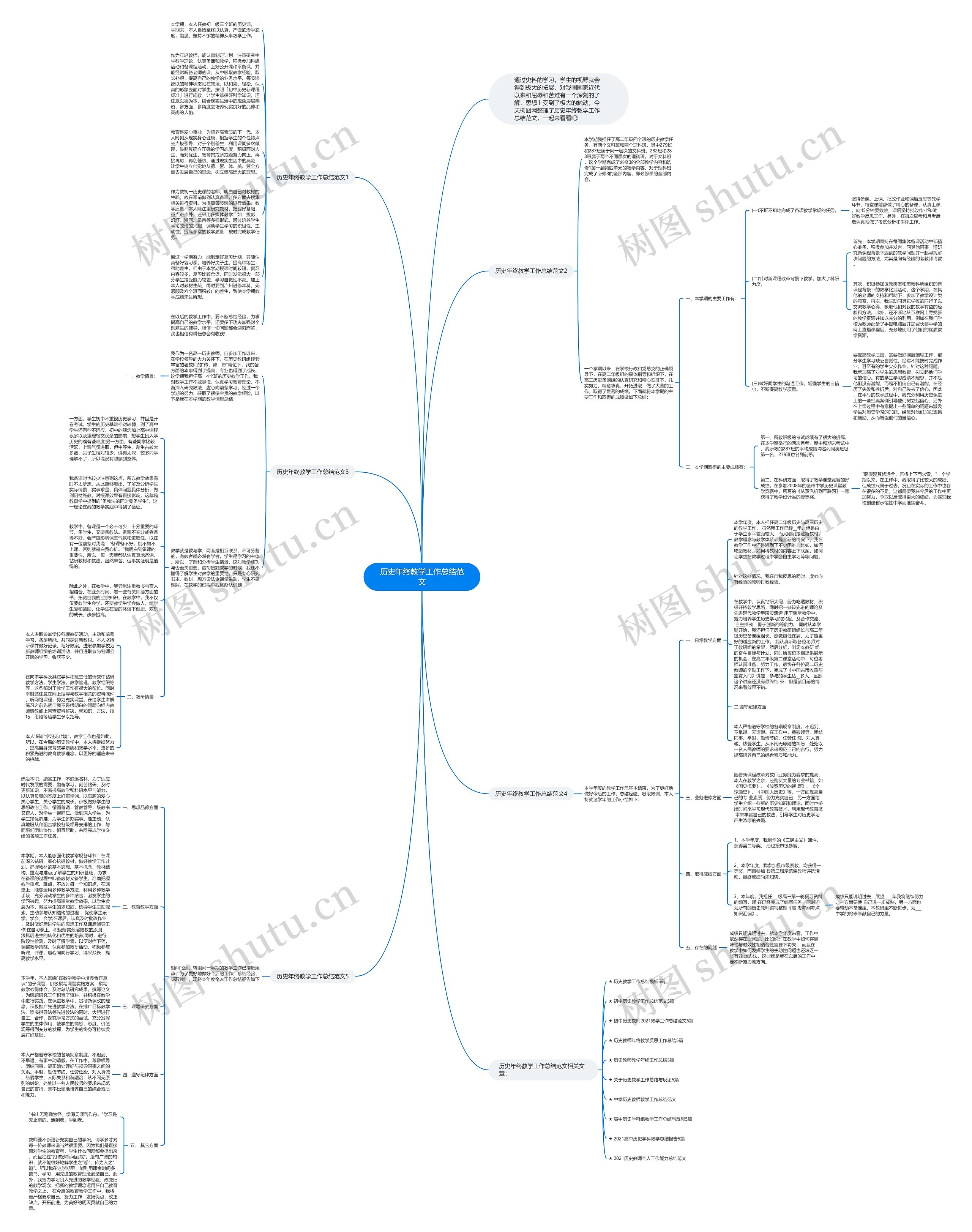 历史年终教学工作总结范文思维导图