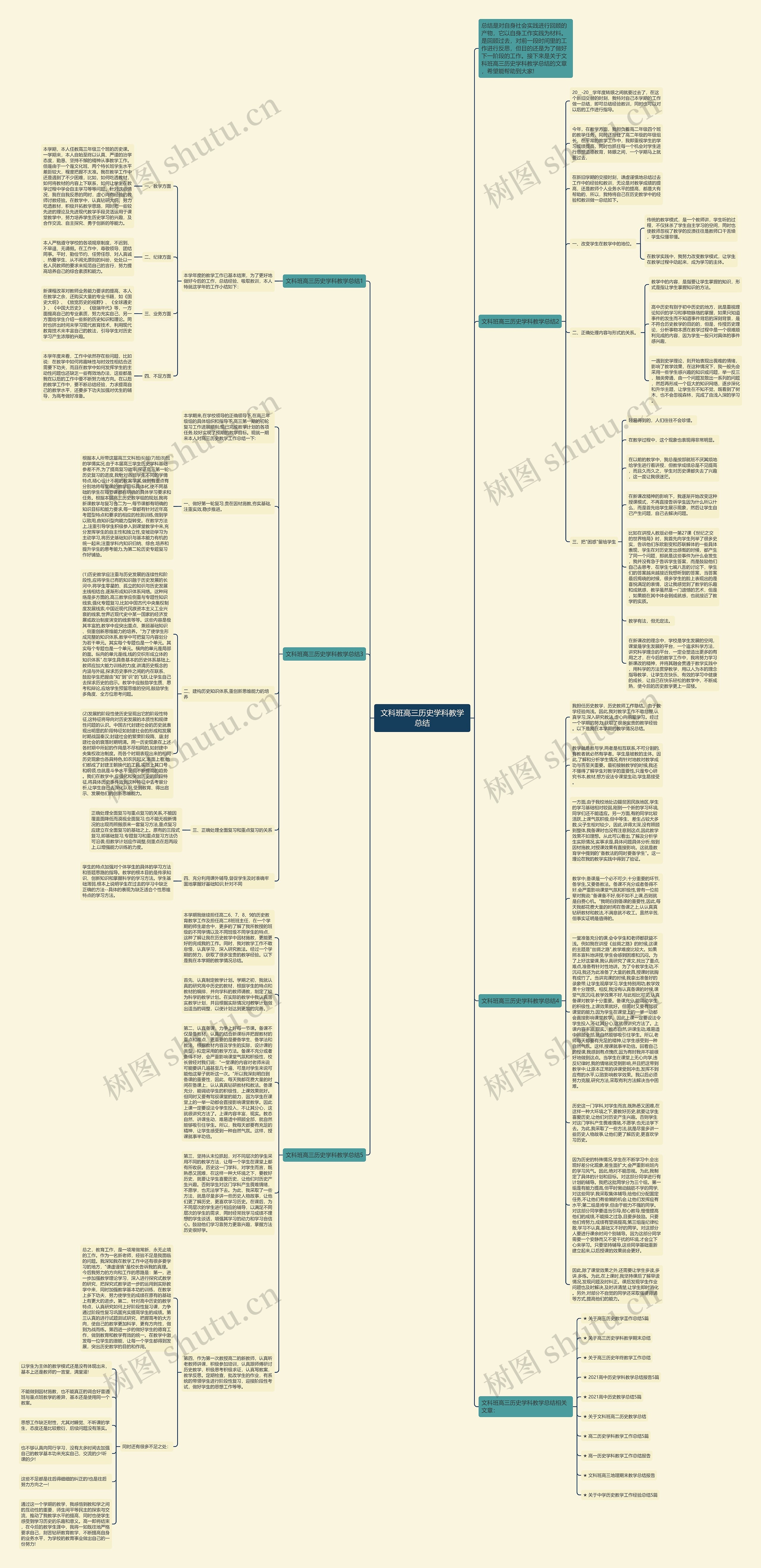 文科班高三历史学科教学总结思维导图