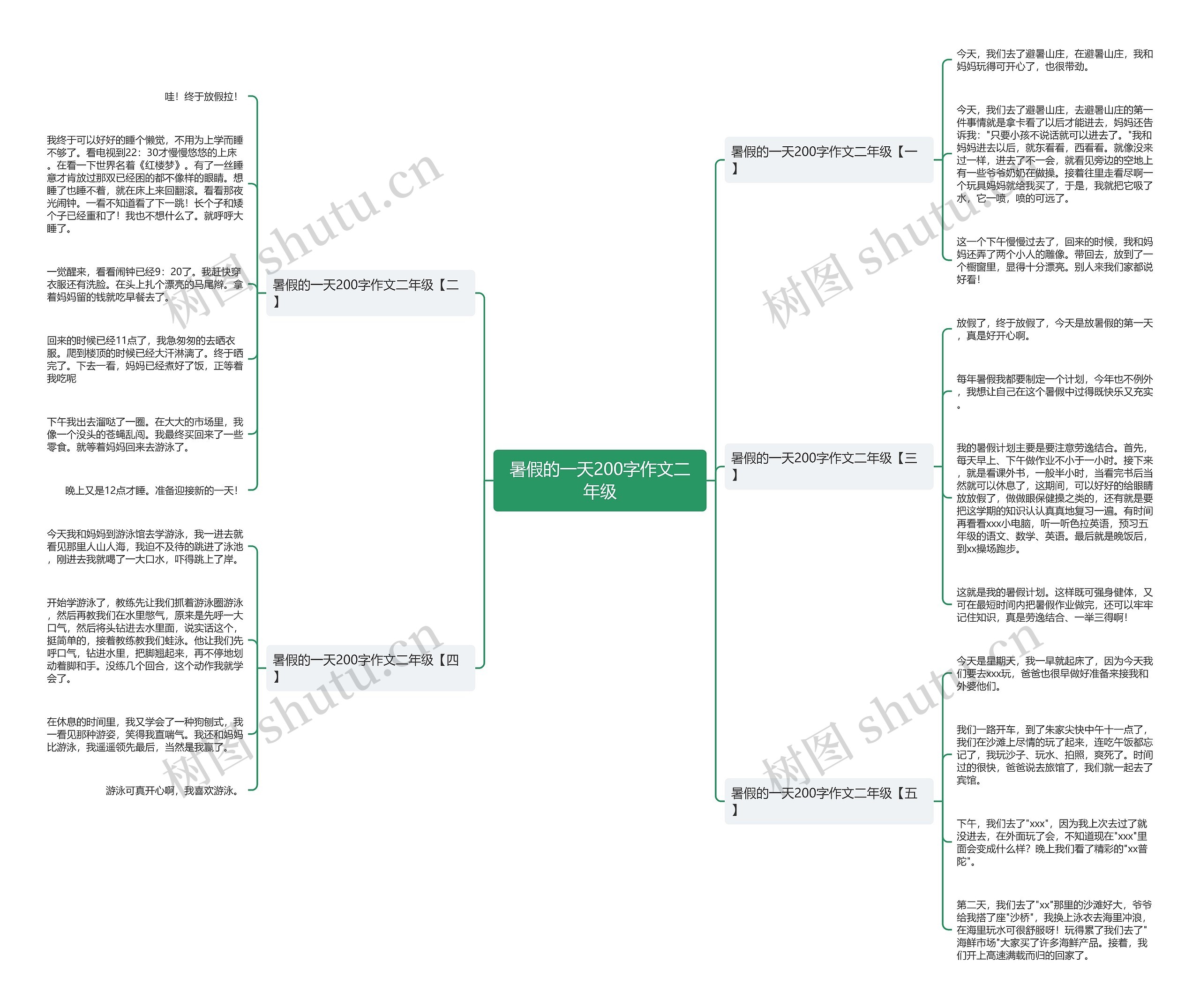 暑假的一天200字作文二年级思维导图