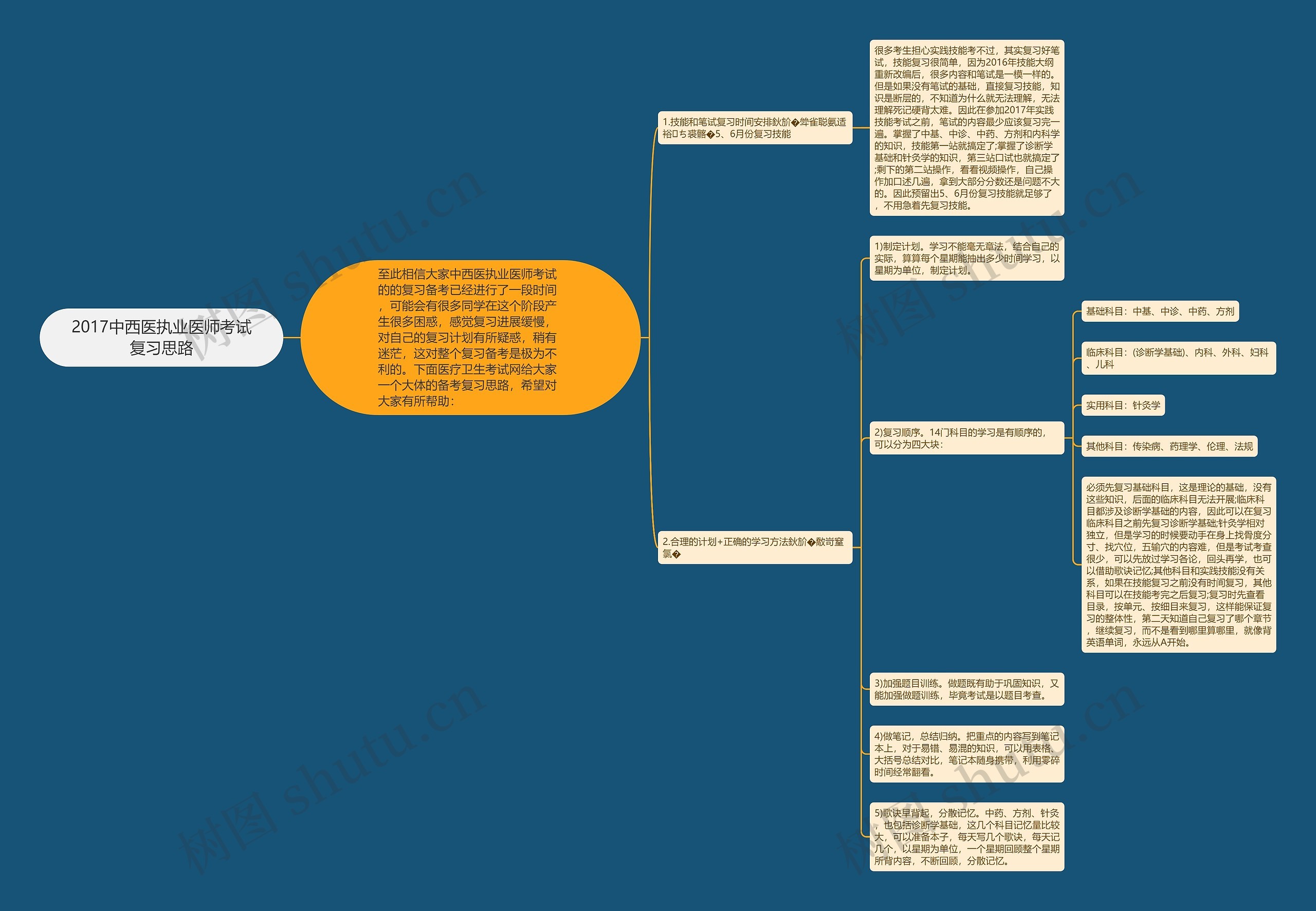 2017中西医执业医师考试复习思路思维导图