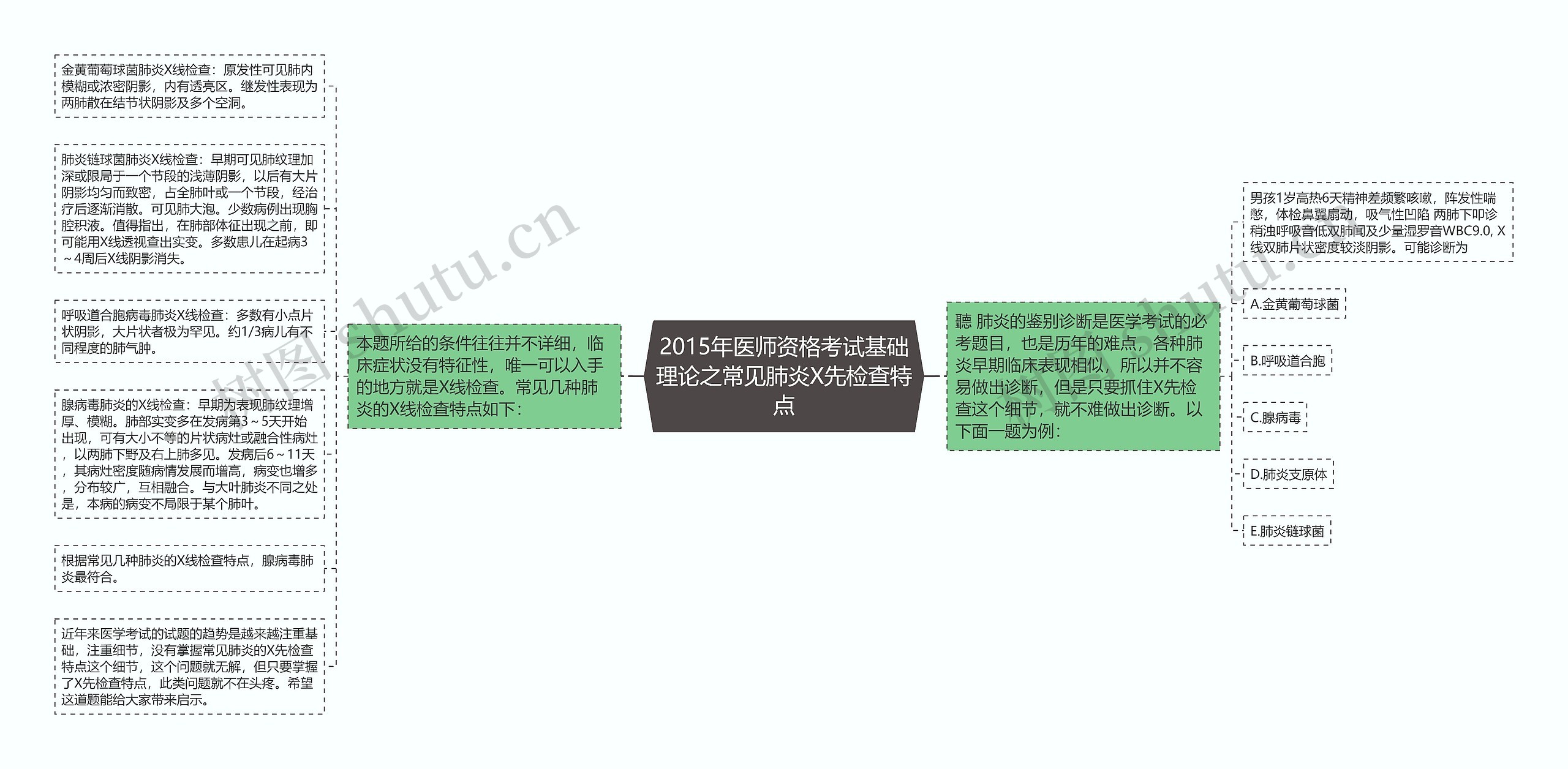 2015年医师资格考试基础理论之常见肺炎X先检查特点