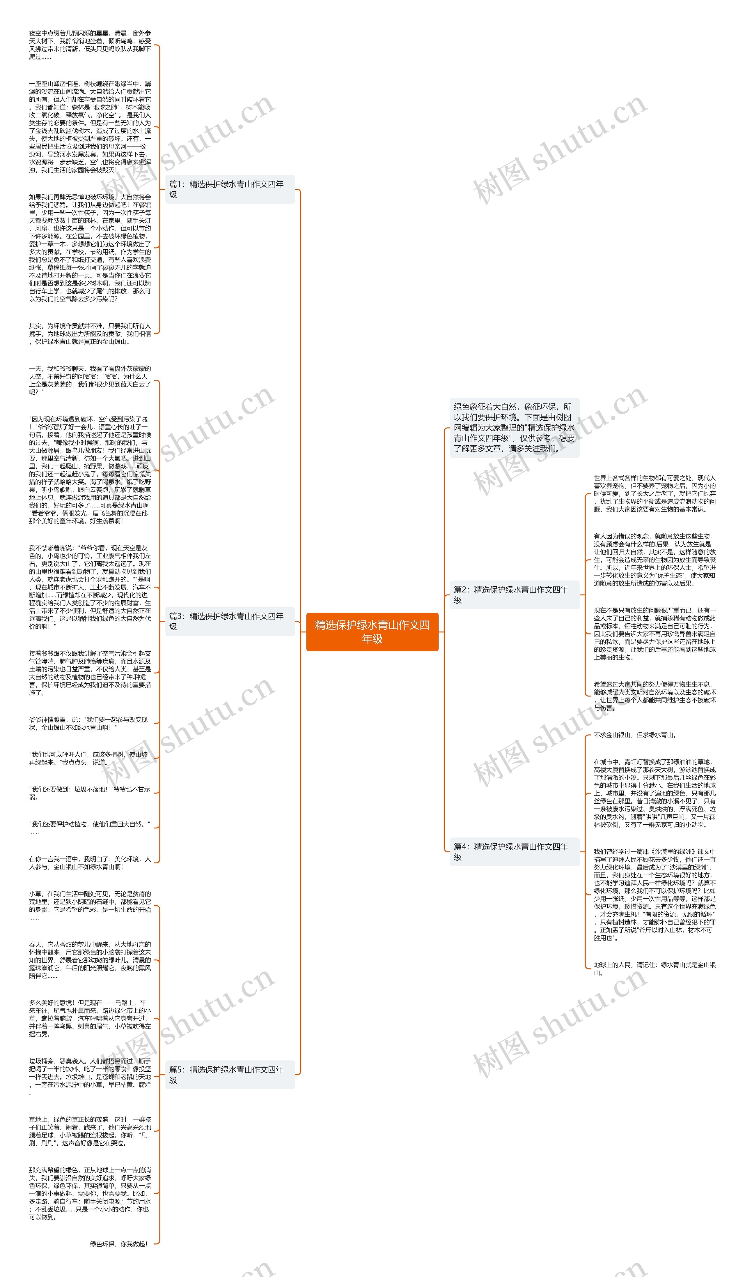 精选保护绿水青山作文四年级思维导图