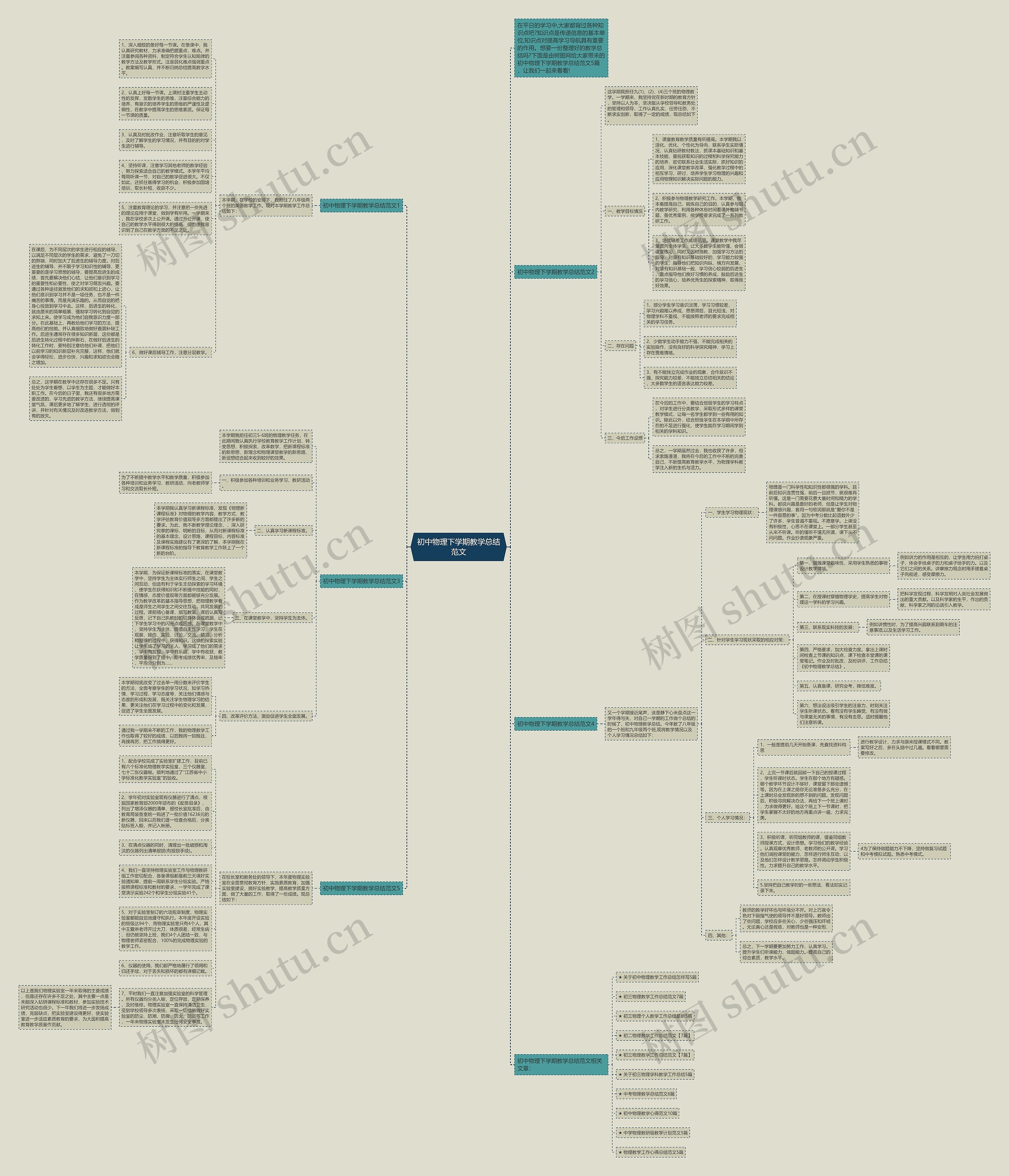 初中物理下学期教学总结范文思维导图
