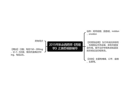 2015年执业西药师《药理学》之奥匹哌醇辅导