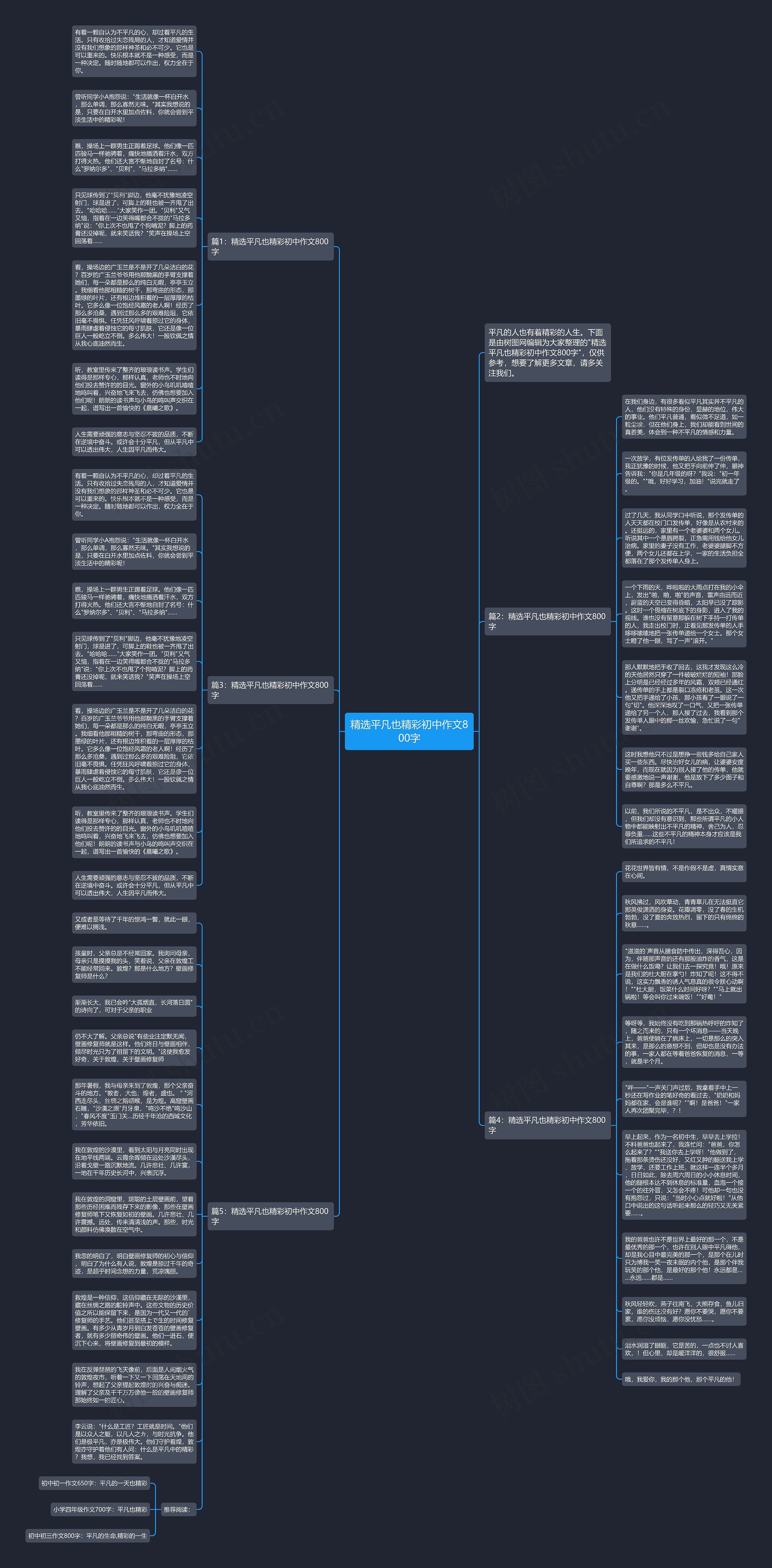 精选平凡也精彩初中作文800字思维导图