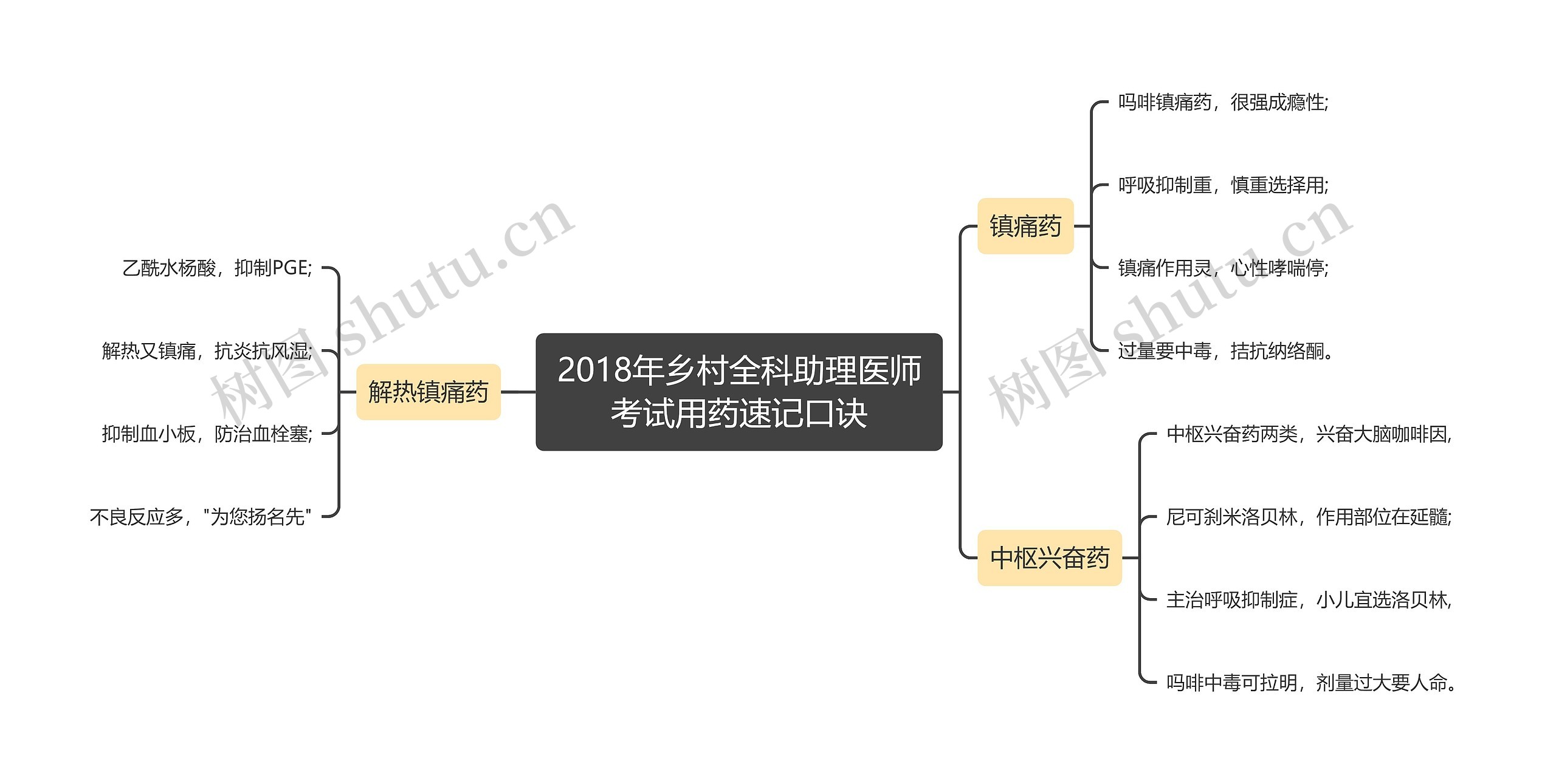 2018年乡村全科助理医师考试用药速记口诀思维导图