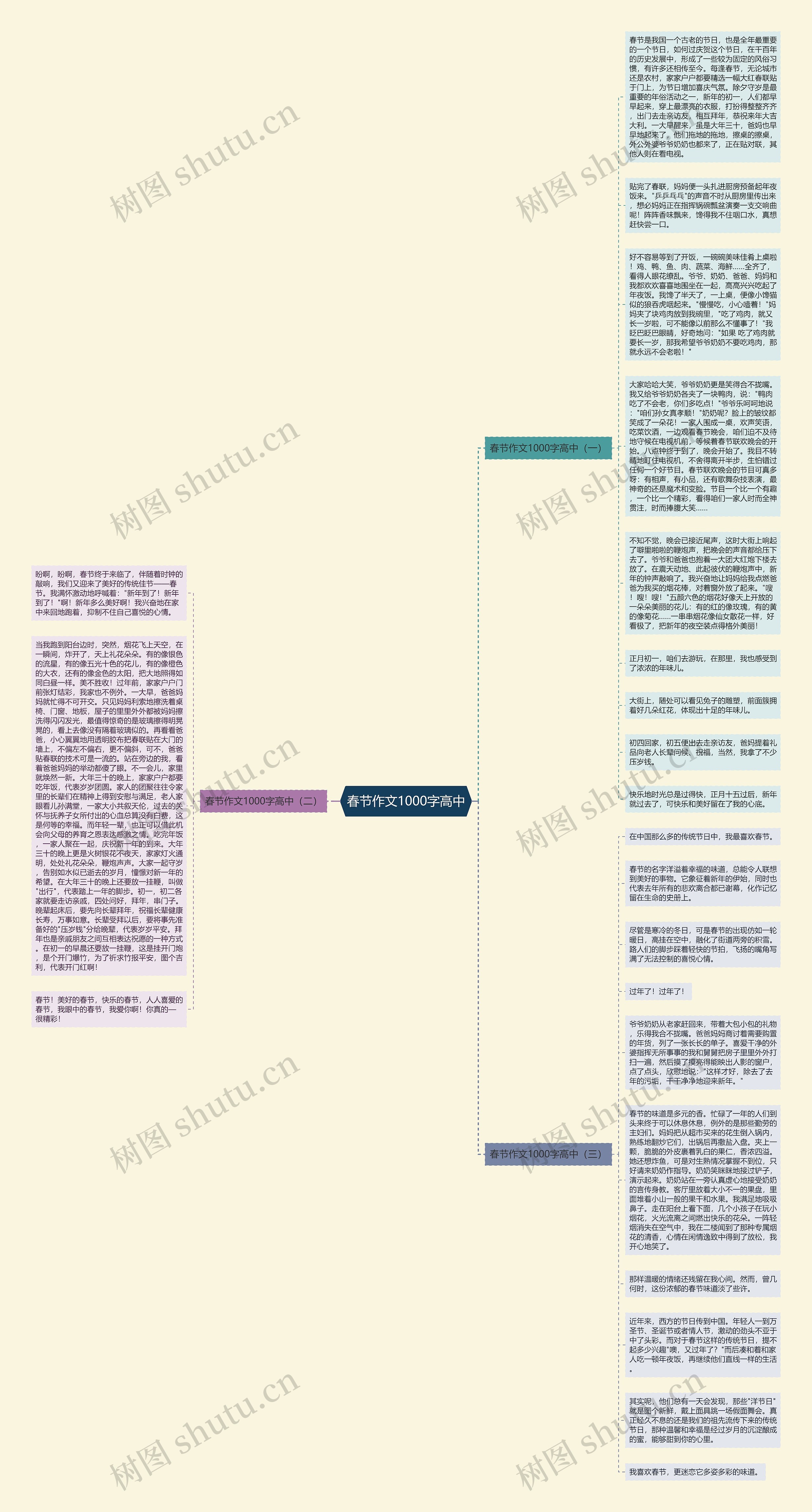春节作文1000字高中思维导图