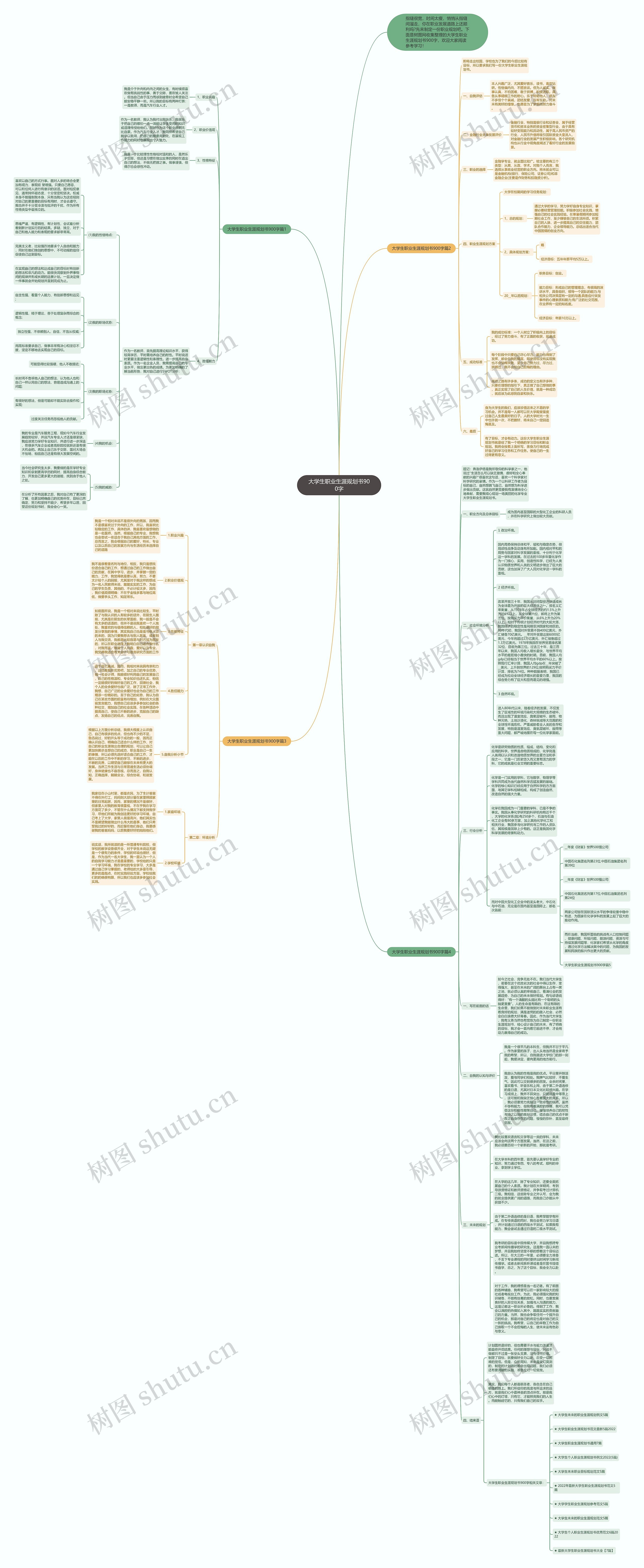 大学生职业生涯规划书900字思维导图