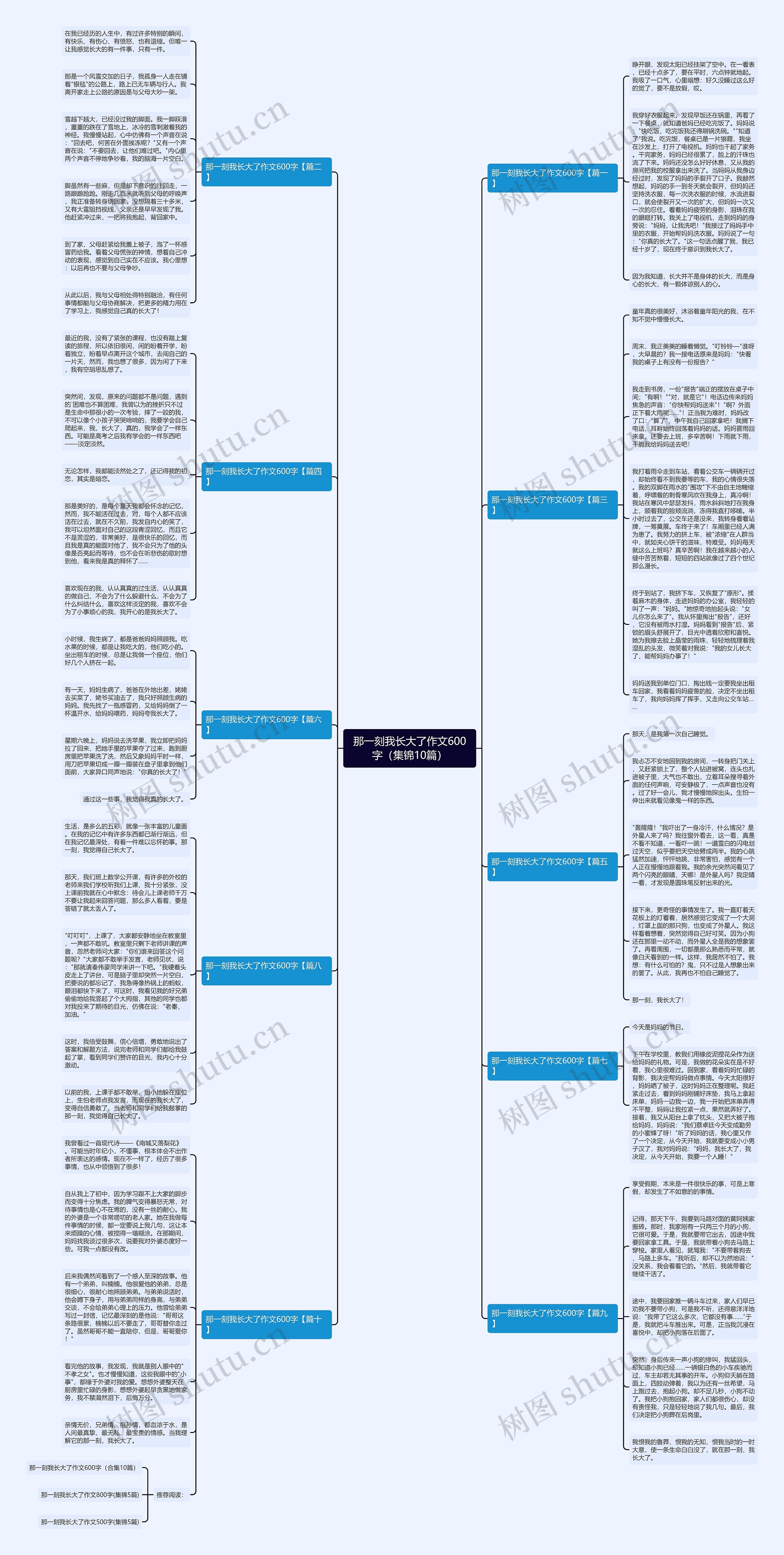 那一刻我长大了作文600字（集锦10篇）思维导图