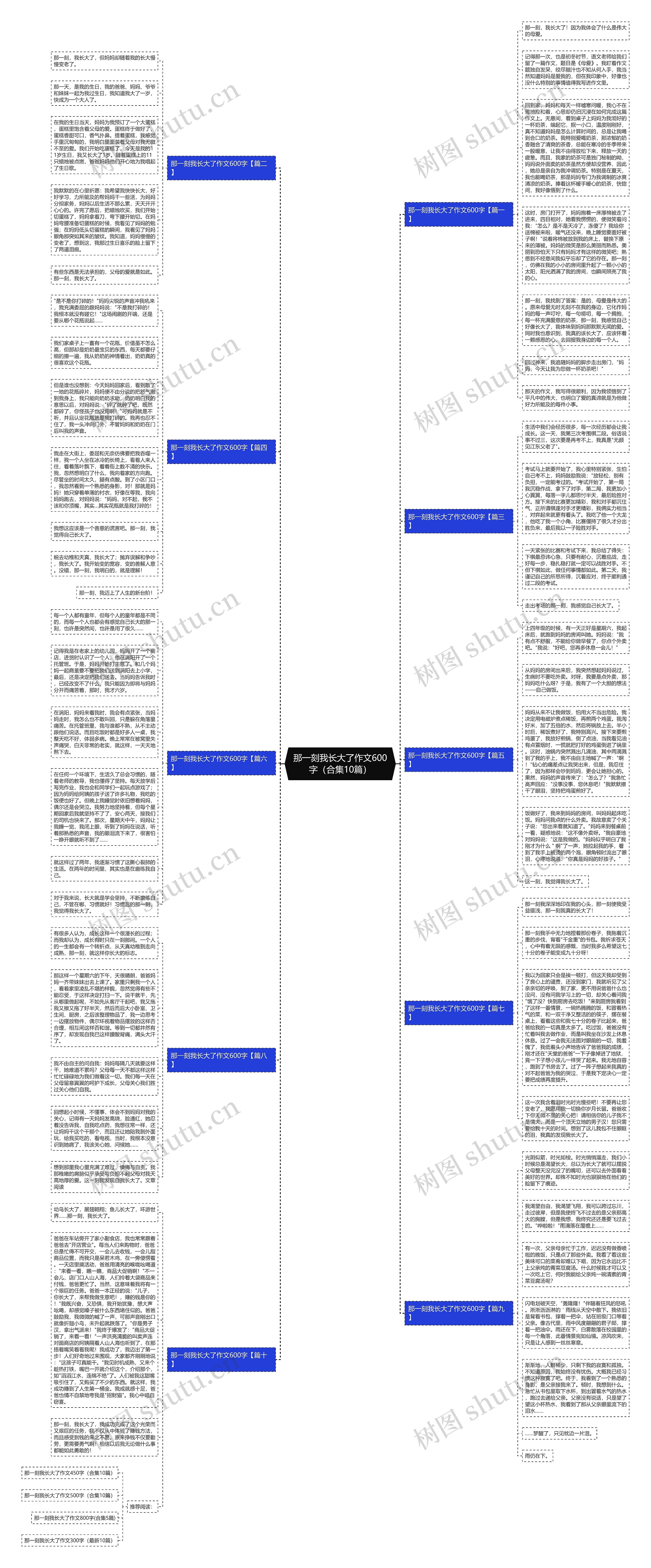 那一刻我长大了作文600字（合集10篇）思维导图