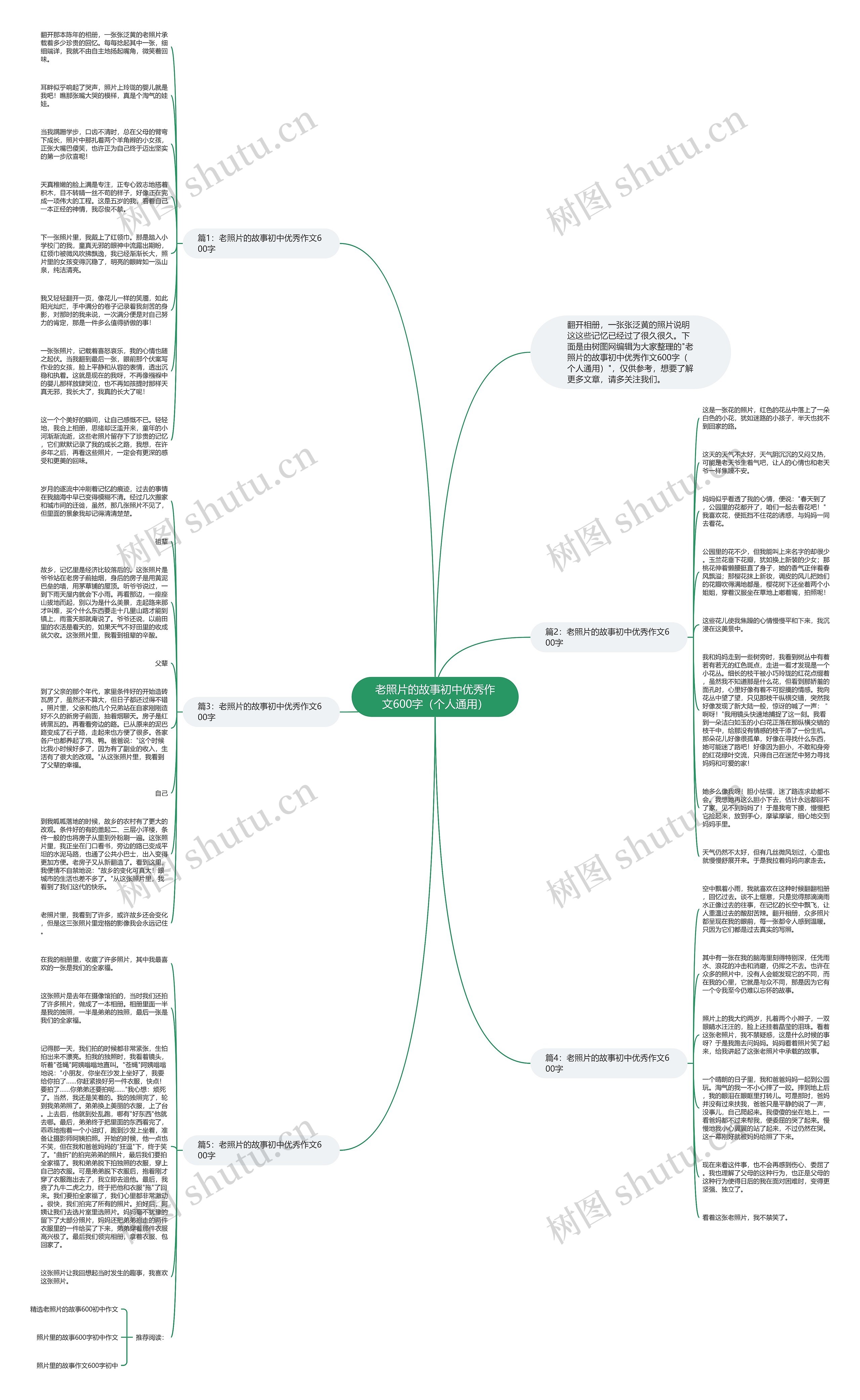 老照片的故事初中优秀作文600字（个人通用）思维导图