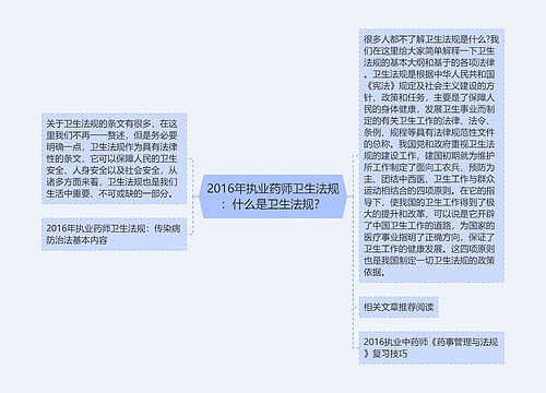 2016年执业药师卫生法规：什么是卫生法规？